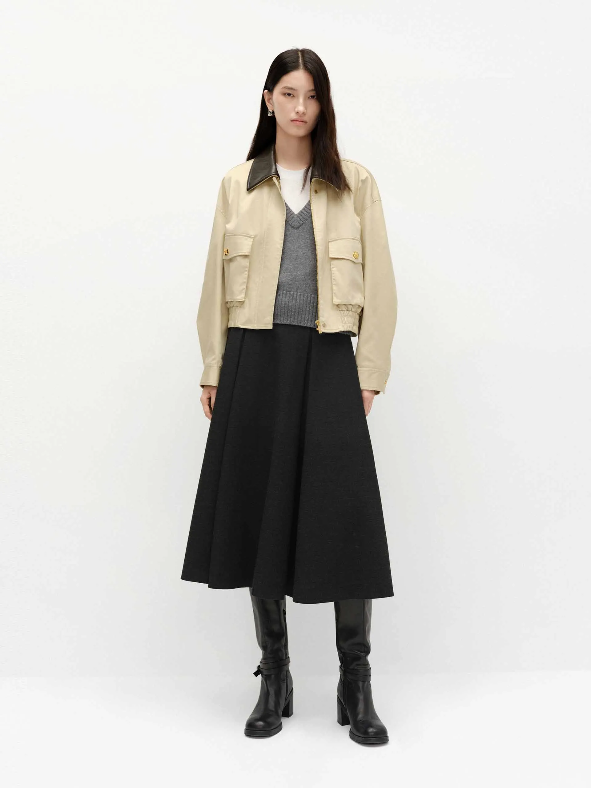 PU Collar Short Jacket sold by Mo&Co product image thumbnail 2