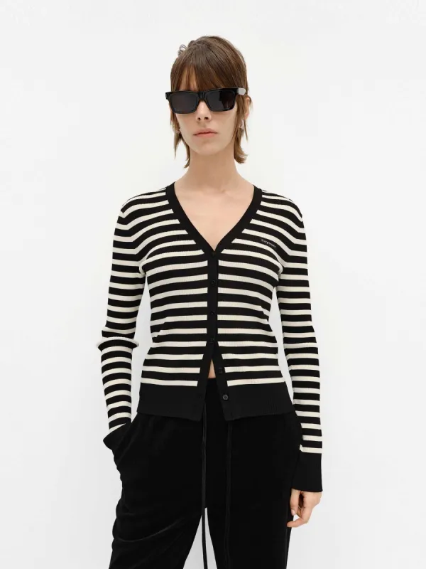 V-neck Ribbed Cardigan sold by Mo&Co