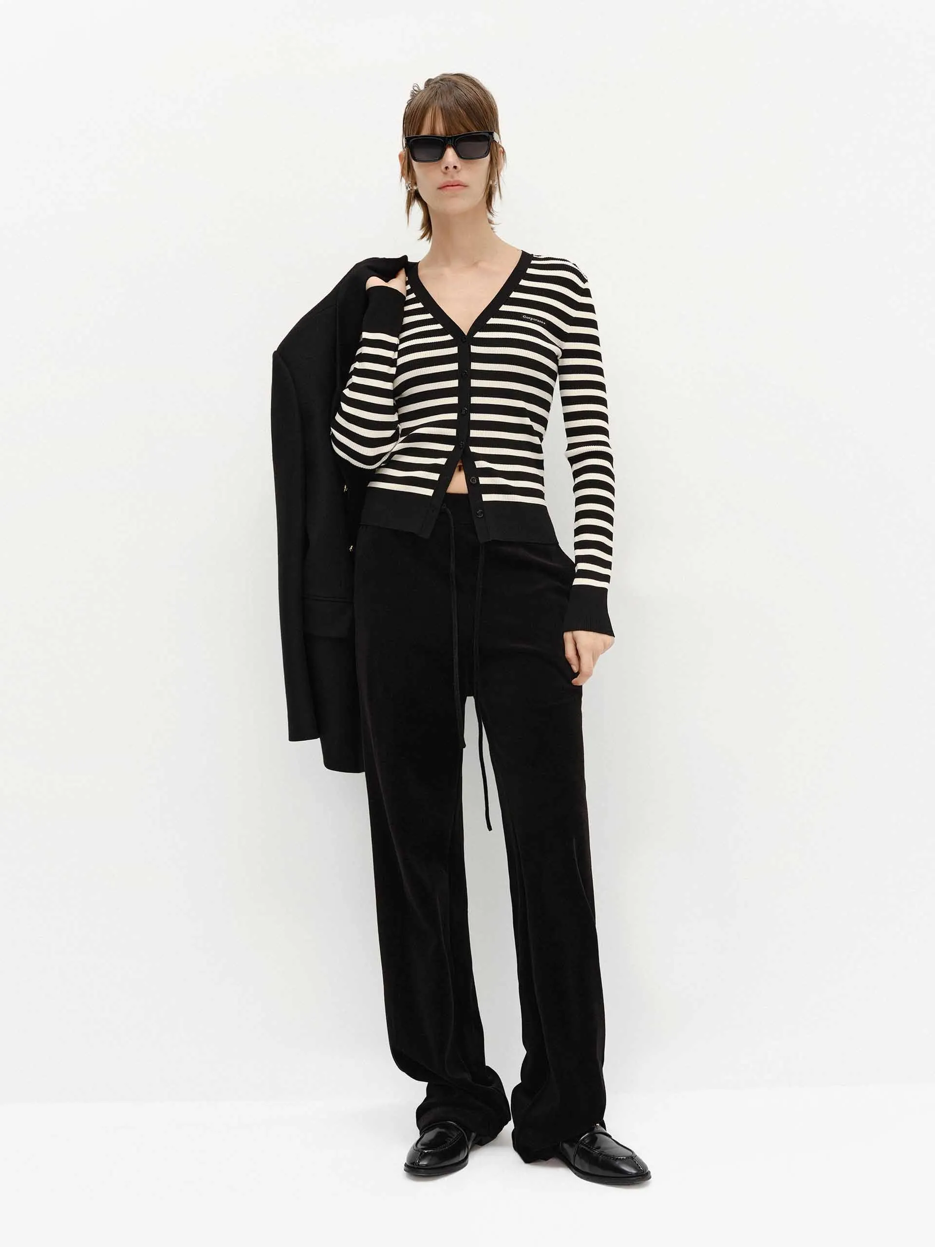 V-neck Ribbed Cardigan sold by Mo&Co product image thumbnail 2