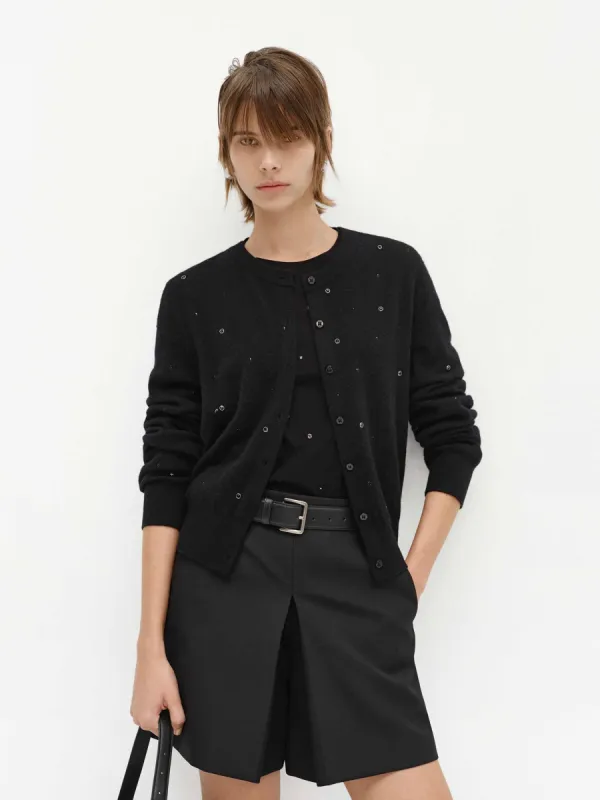 Crew Neck Crystal Cardigan sold by Mo&Co