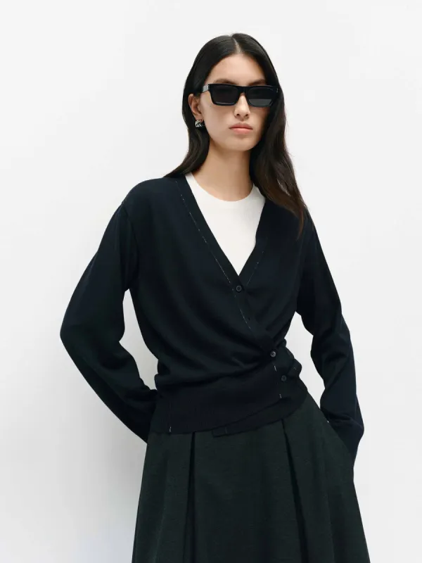 Seams Detail Wool Cardigan sold by Mo&Co