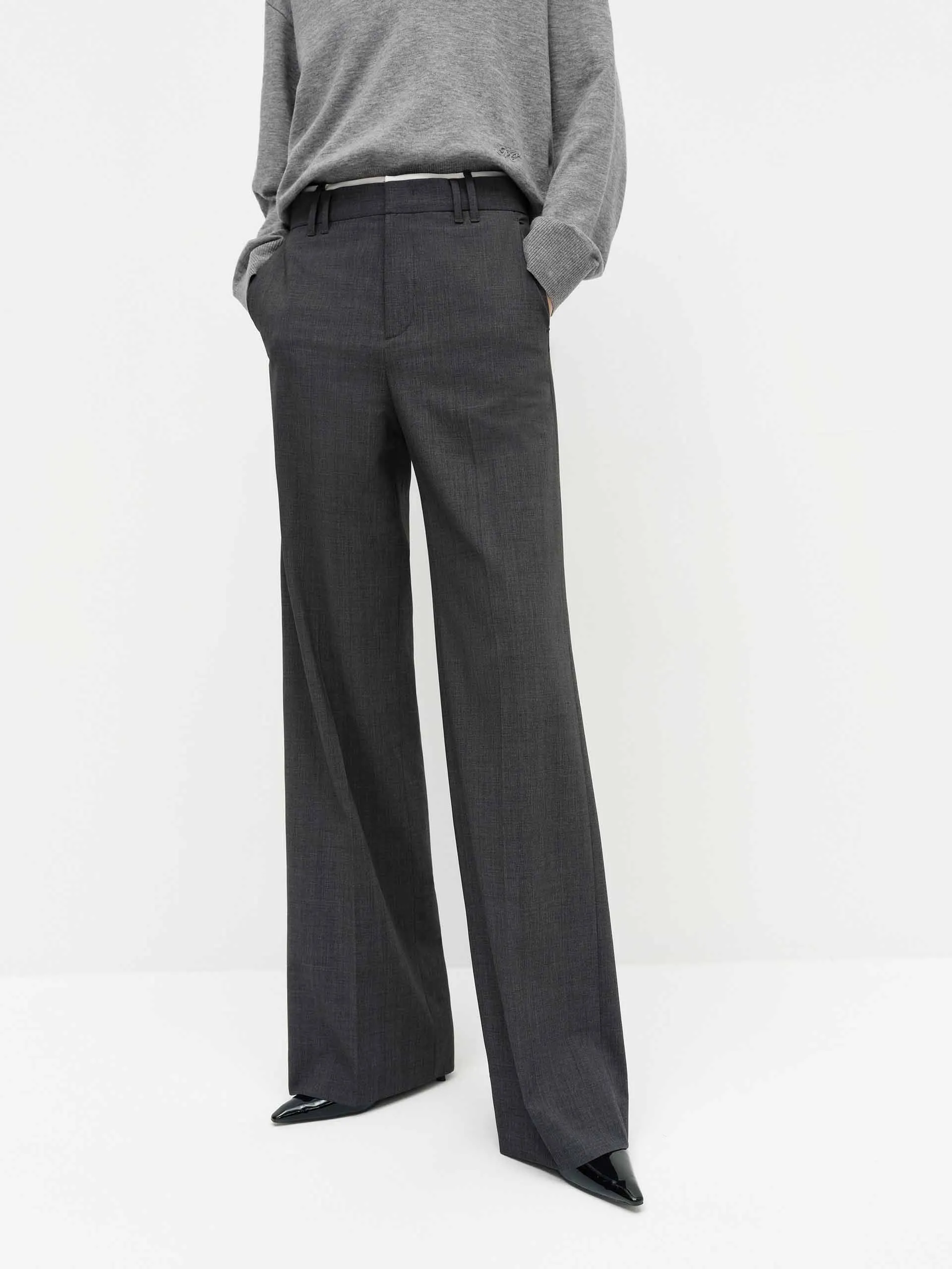 Contrast Waist Straight Pants sold by Mo&Co