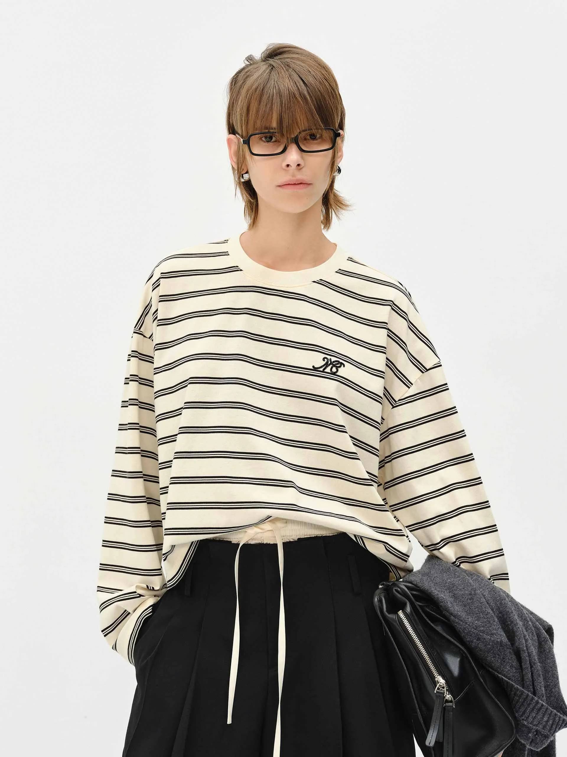 Loose Striped Print T-shirt sold by Mo&Co product image thumbnail 2