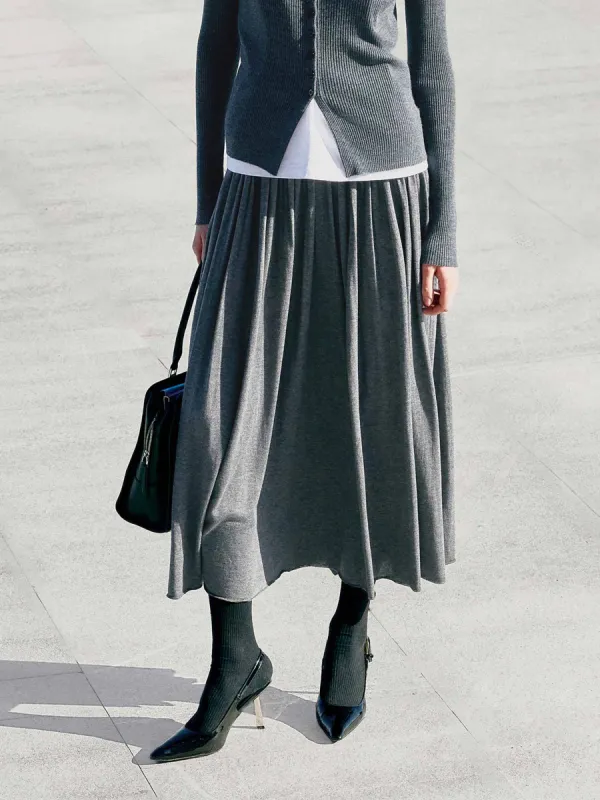 Wide Waist Pleated Skirt sold by Mo&Co