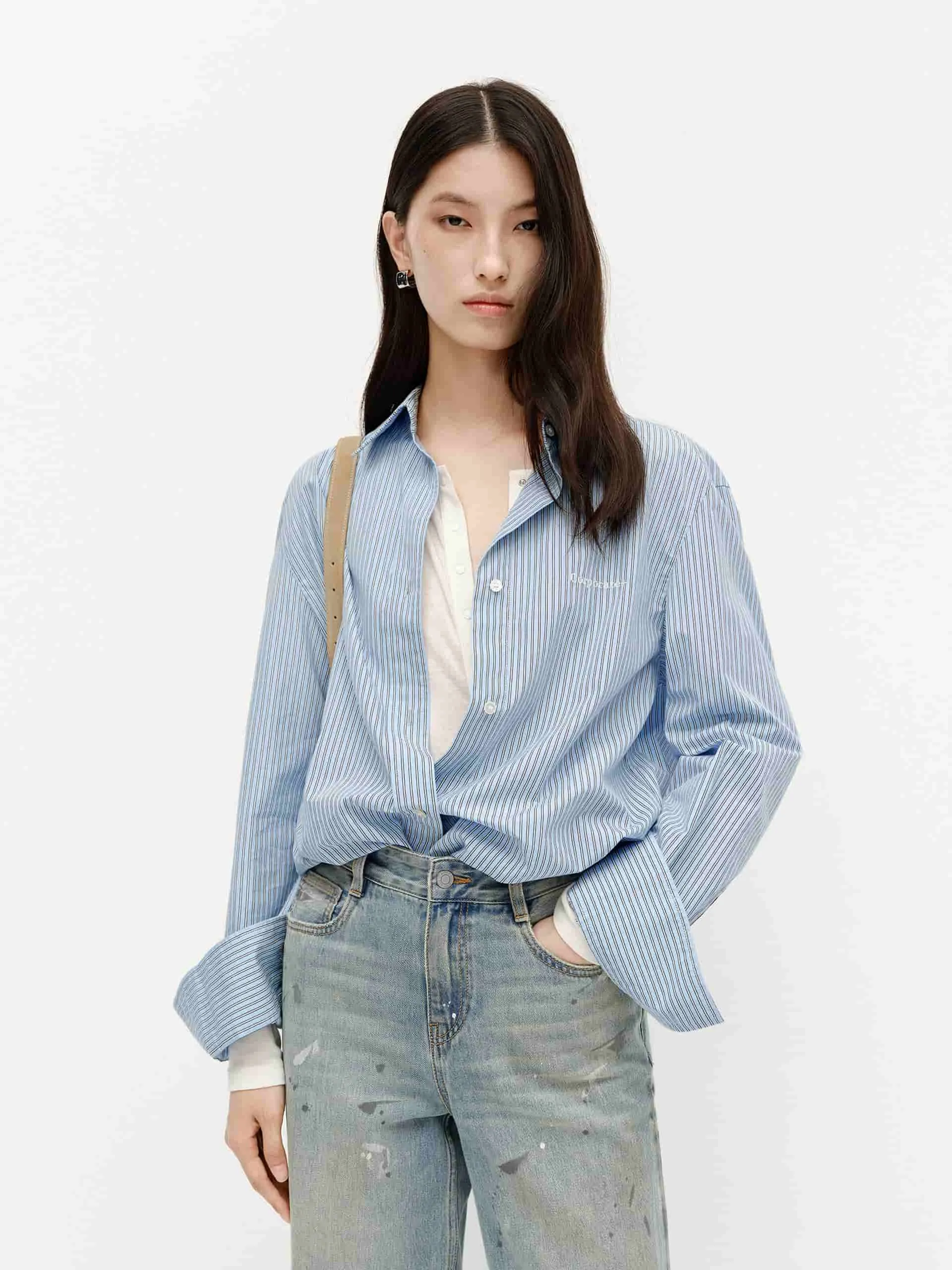 Pinstriped Cotton Shirt sold by Mo&Co