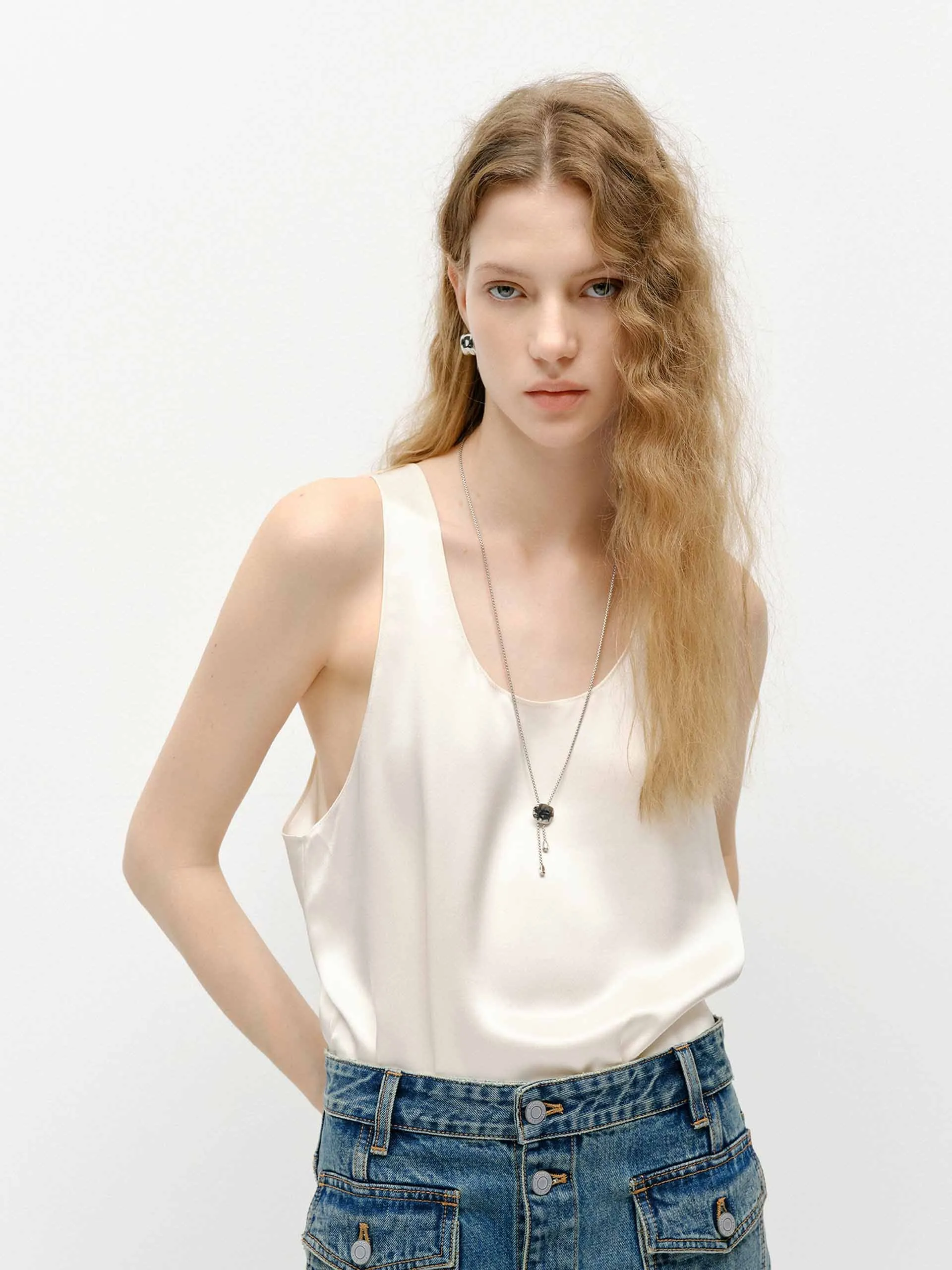 Soft Satin Tank Top sold by Mo&Co
