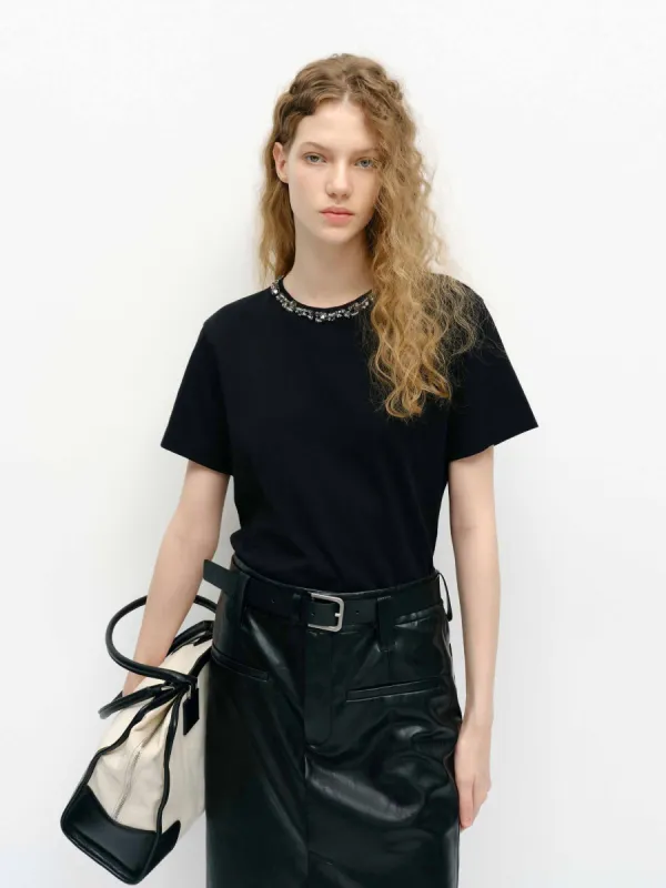 Cutout Back Cotton T-shirt sold by Mo&Co