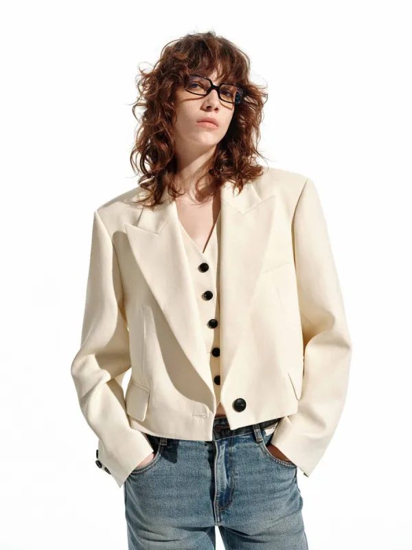 Cropped Tailored Blazer sold by Mo&Co