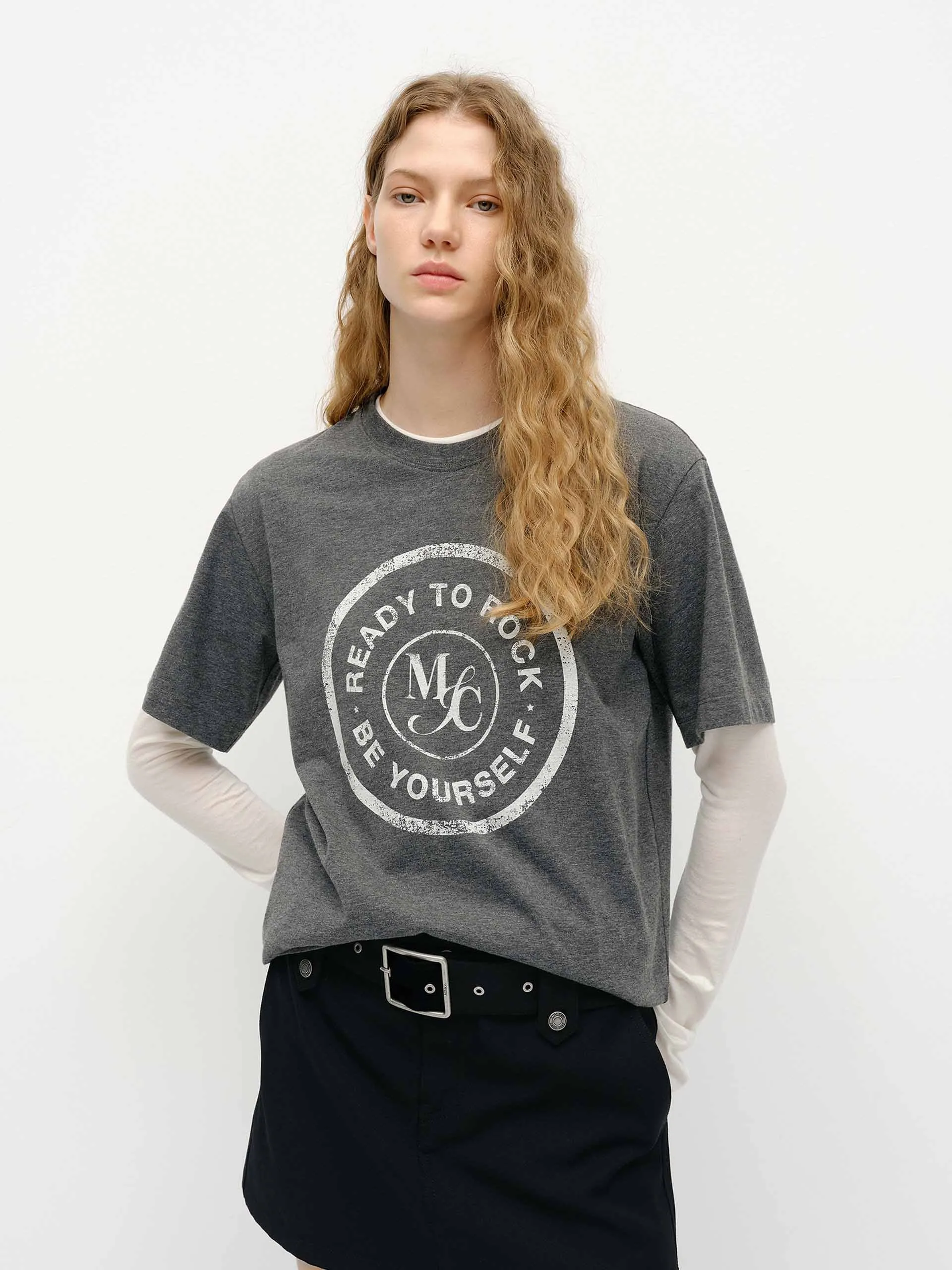 Letter Print Loose T-shirt sold by Mo&Co