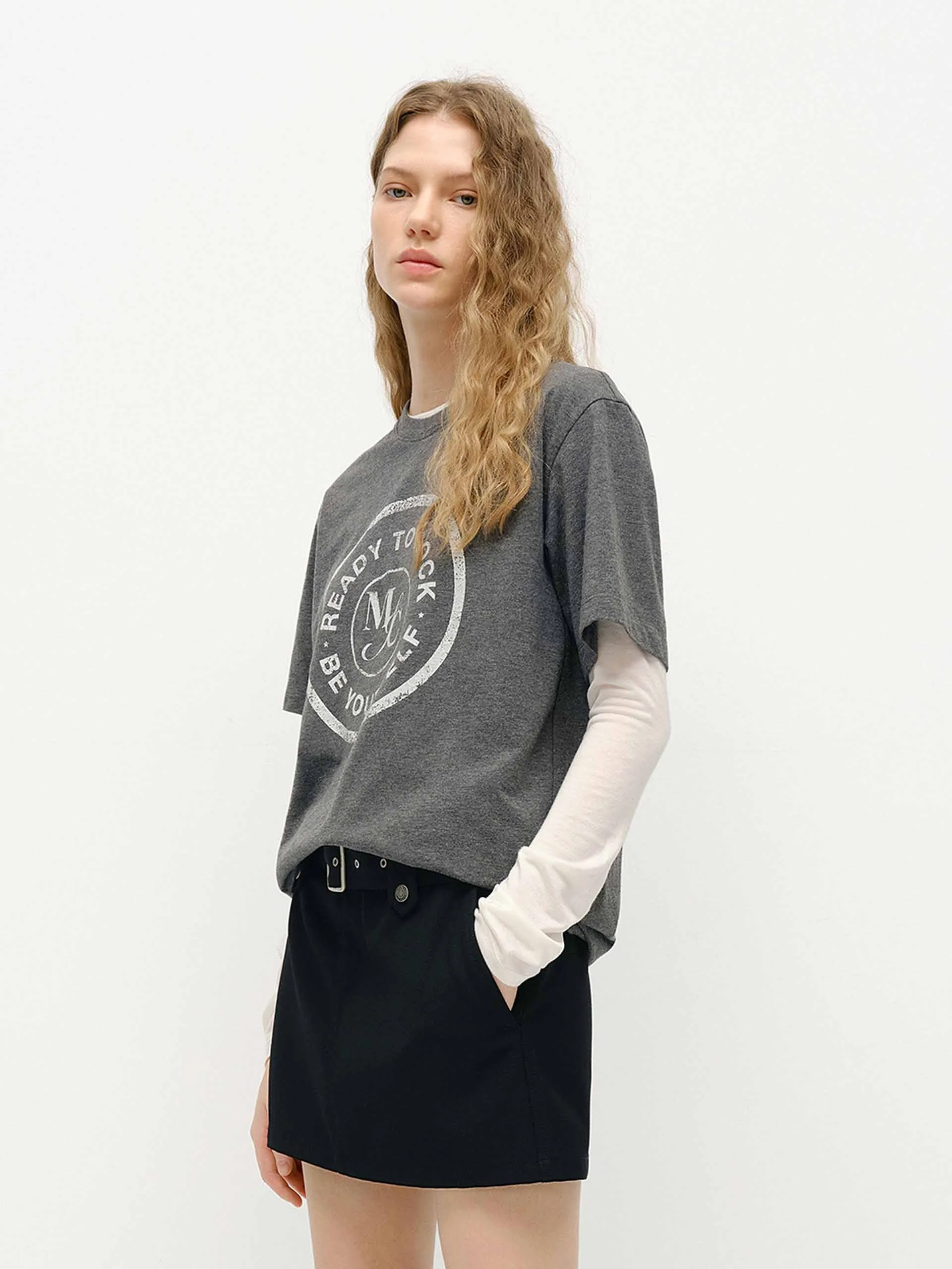 Letter Print Loose T-shirt sold by Mo&Co product image thumbnail 5