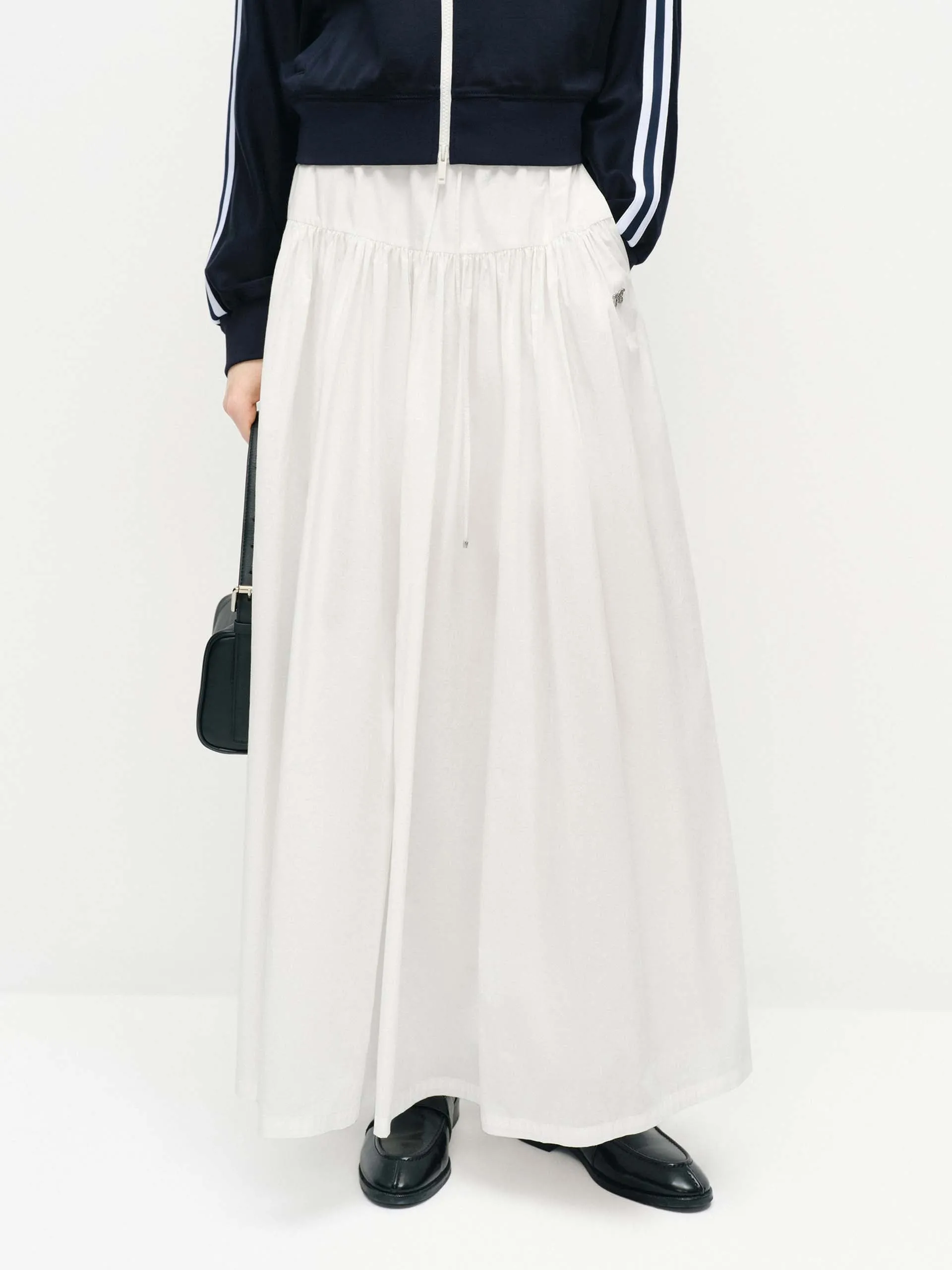 Drawstring A-line Maxi Skirt sold by Mo&Co