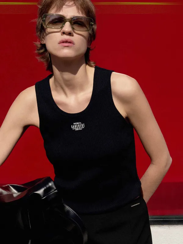 Front Letter Ribbed Tank sold by Mo&Co