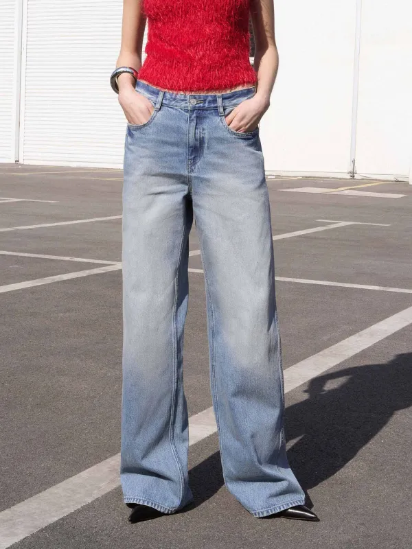 Side Cutout Straight Jeans sold by Mo&Co