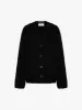 V-neck Fuzzy Knit Cardigan sold by Mo&Co