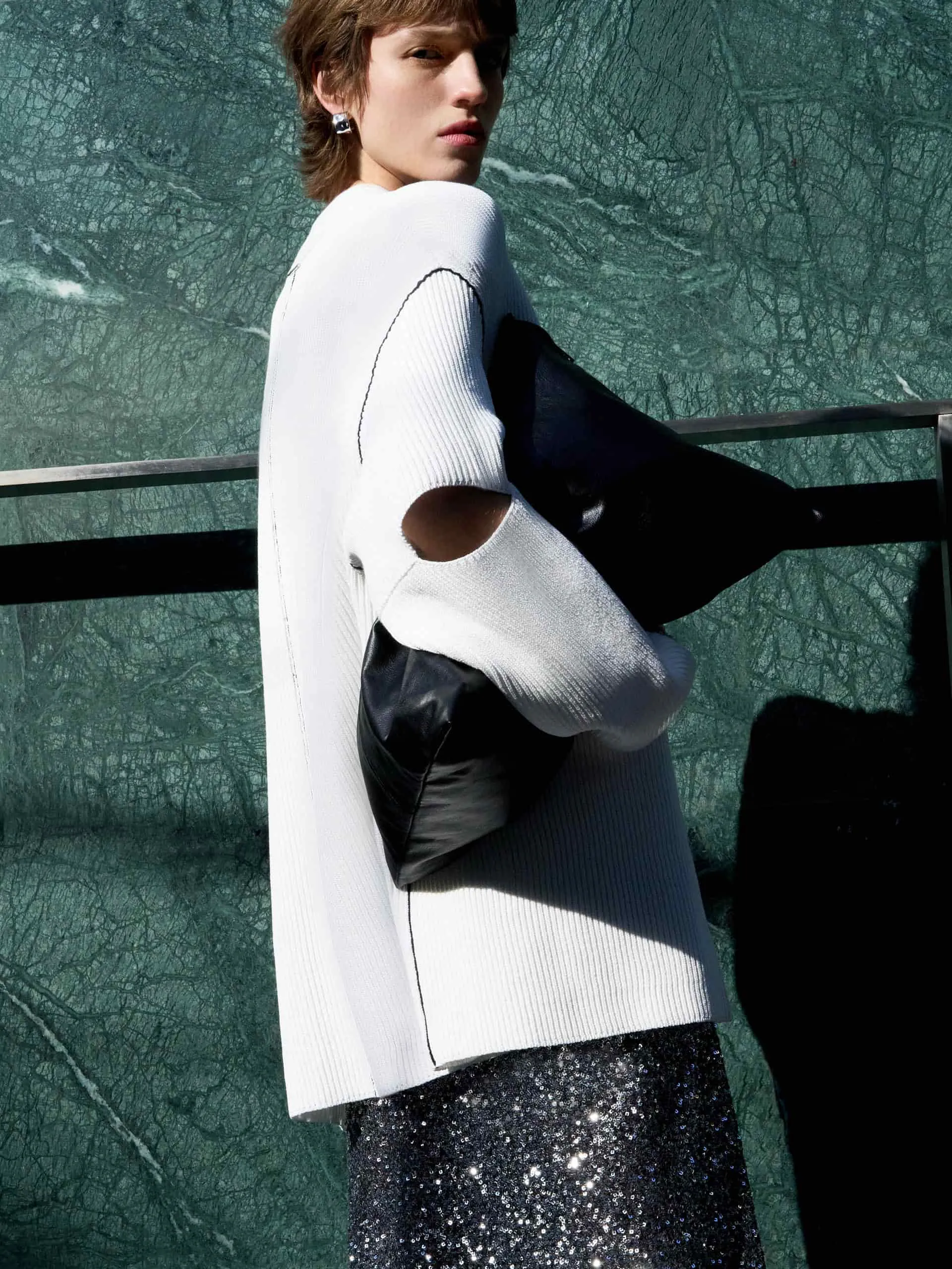 Loose Cutout Sleeve Cardigan sold by Mo&Co product image thumbnail 3