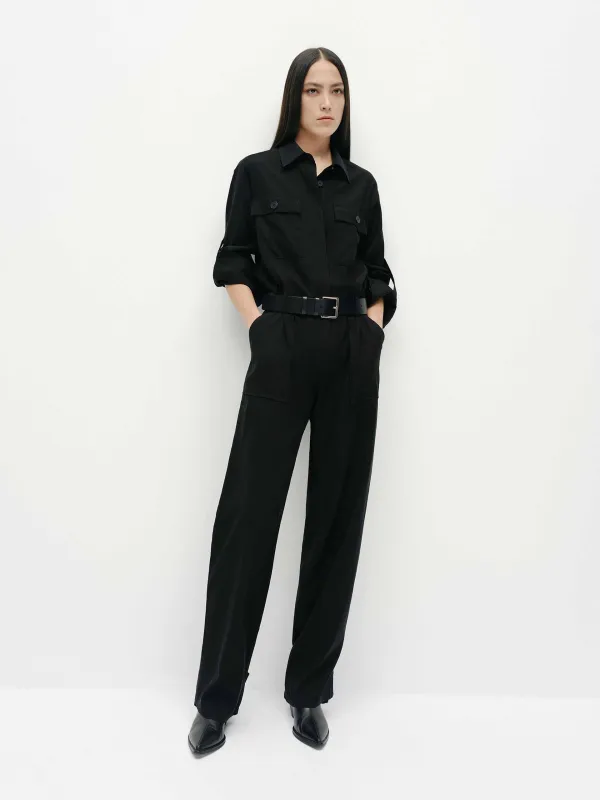 High Waist Shirt Style Jumpsuit sold by Mo&Co