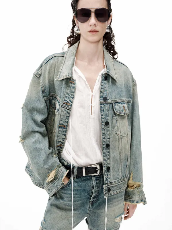 Distressed Cotton Jacket sold by Mo&Co