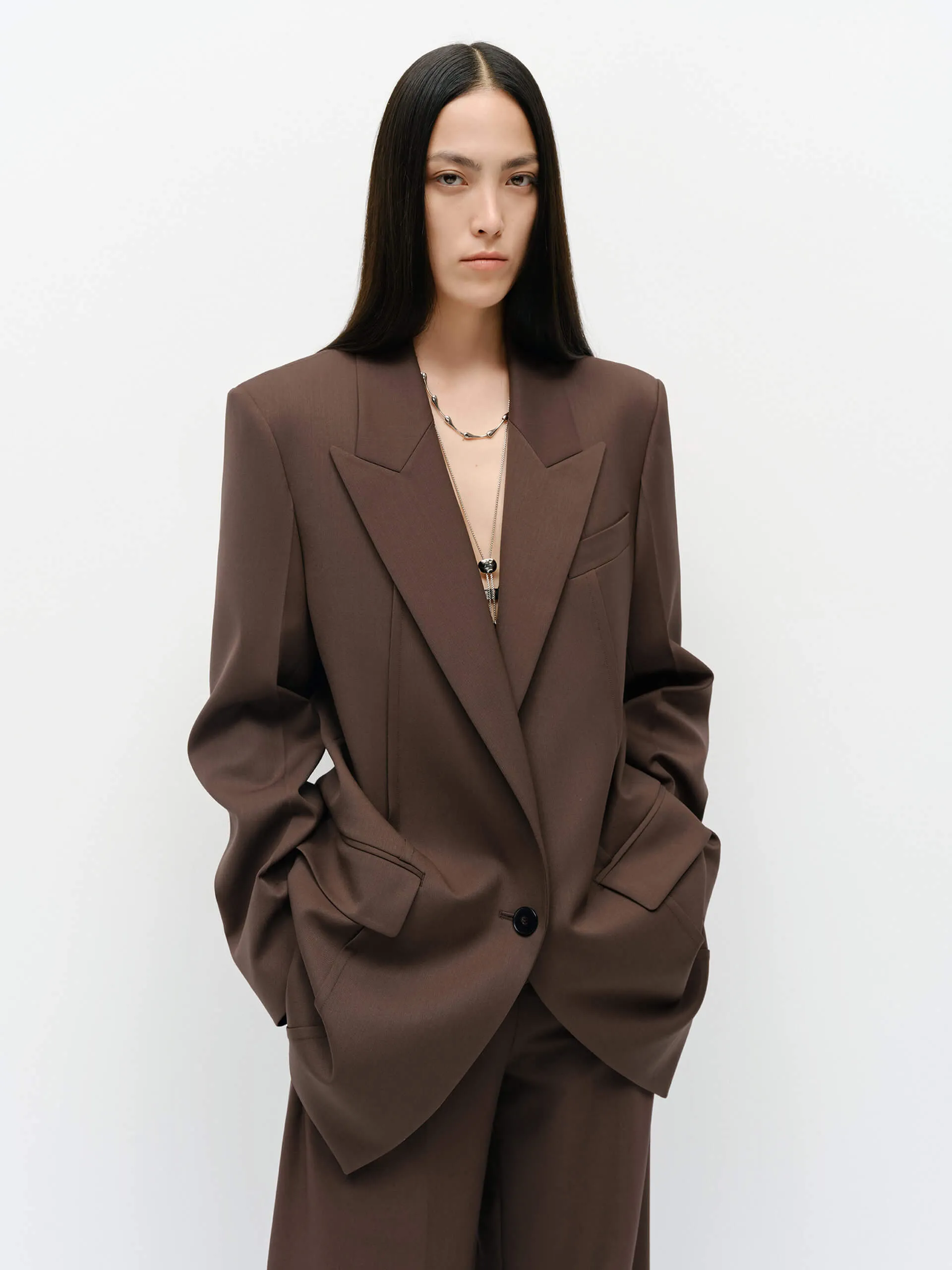 Wool Blend Structured Blazer sold by Mo&Co