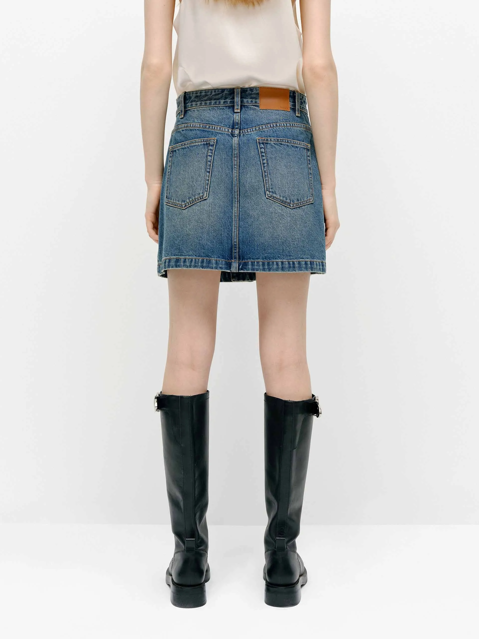 Front Button Denim Skirt sold by Mo&Co product image thumbnail 3