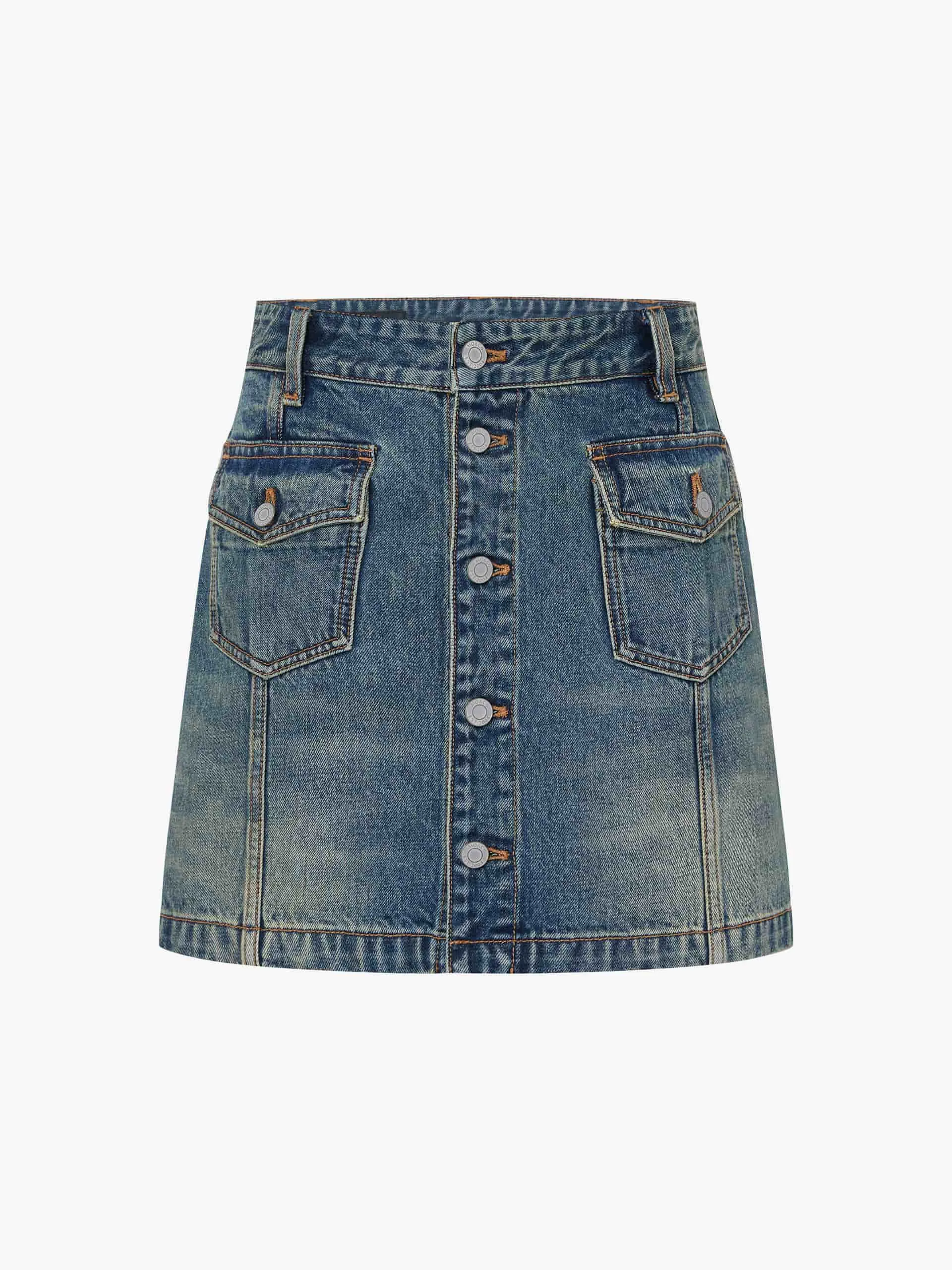 Front Button Denim Skirt sold by Mo&Co product image thumbnail 5