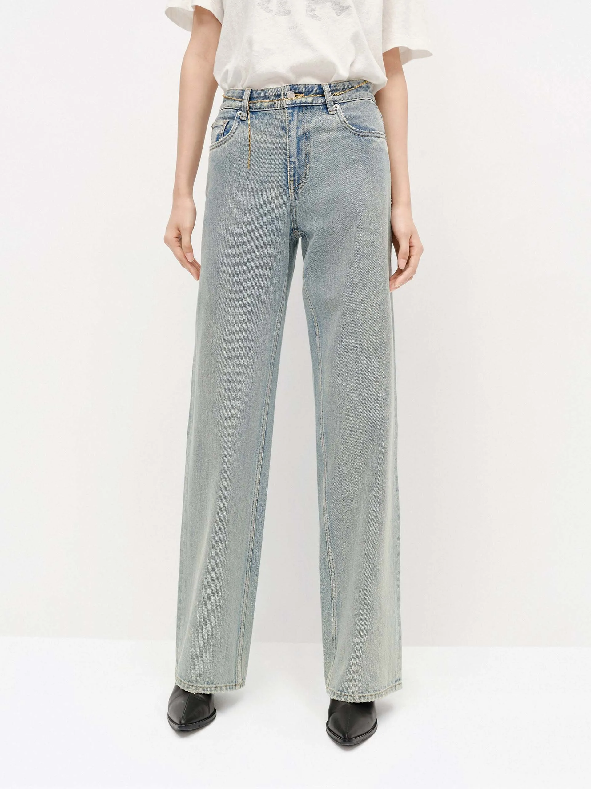 Straight Cut Cotton Jeans sold by Mo&Co