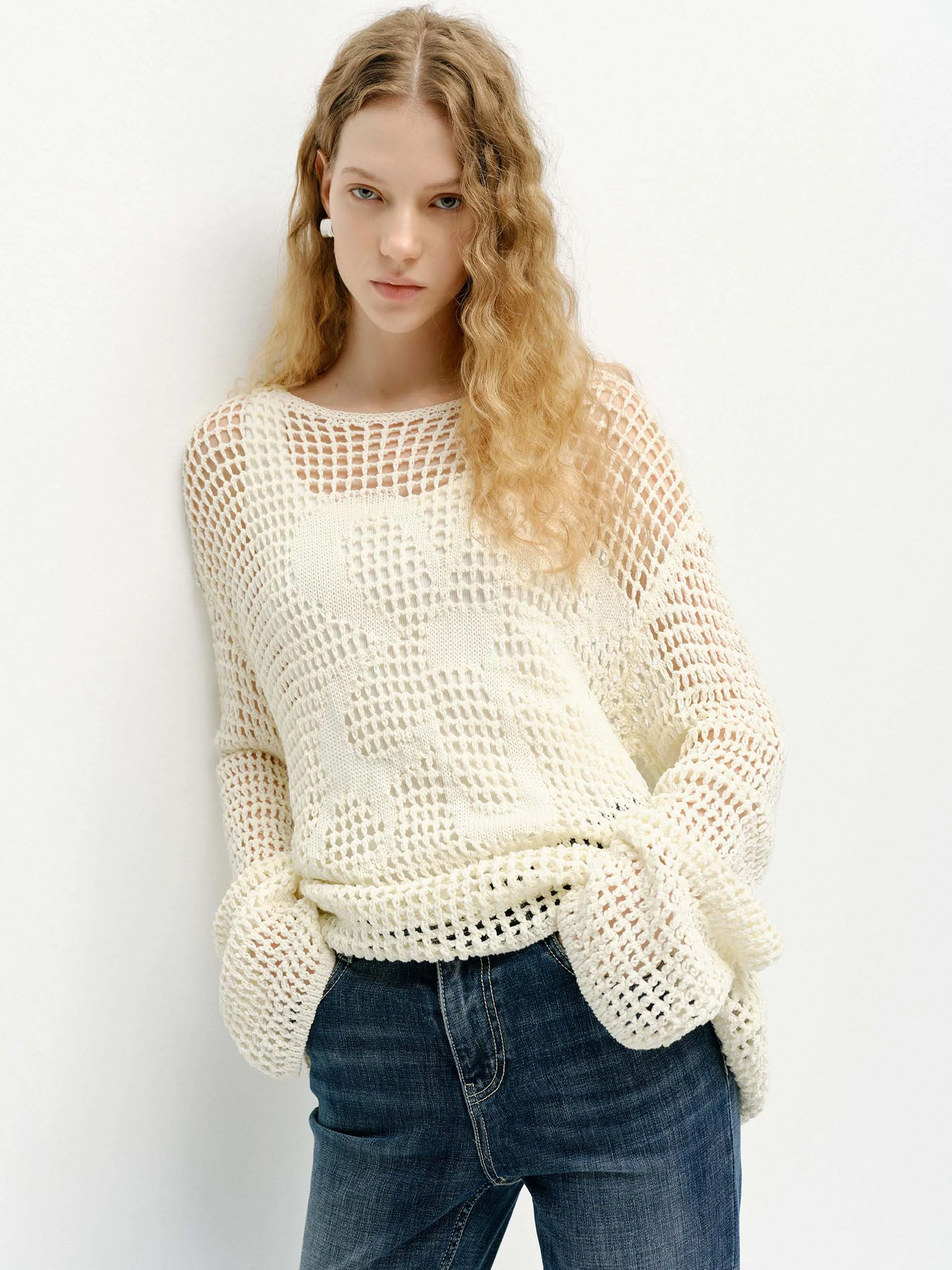 Crochet Cotton Sweater sold by Mo&Co product image thumbnail 2