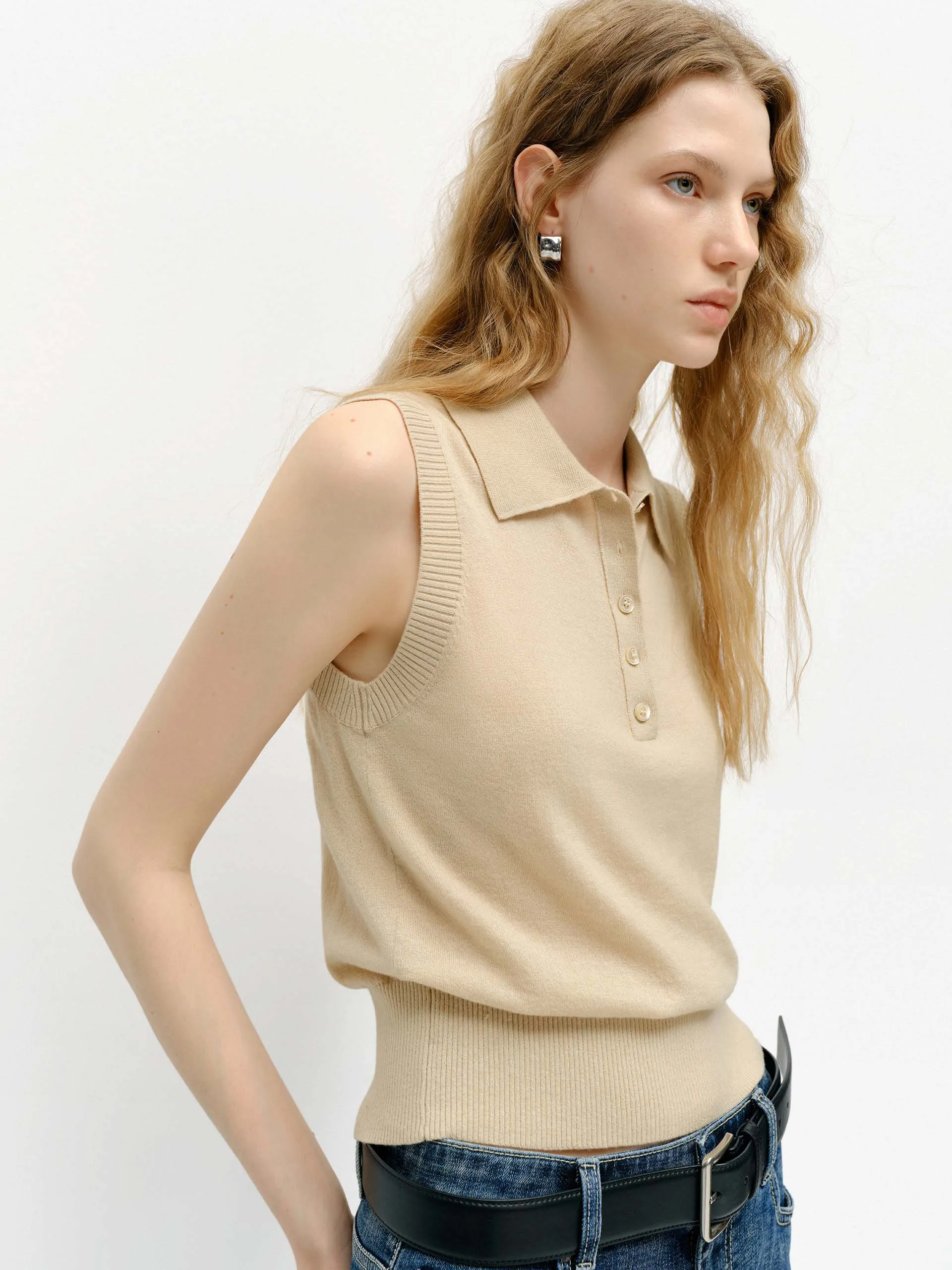 Lapel Collar Wool Knit Vest sold by Mo&Co product image thumbnail 3