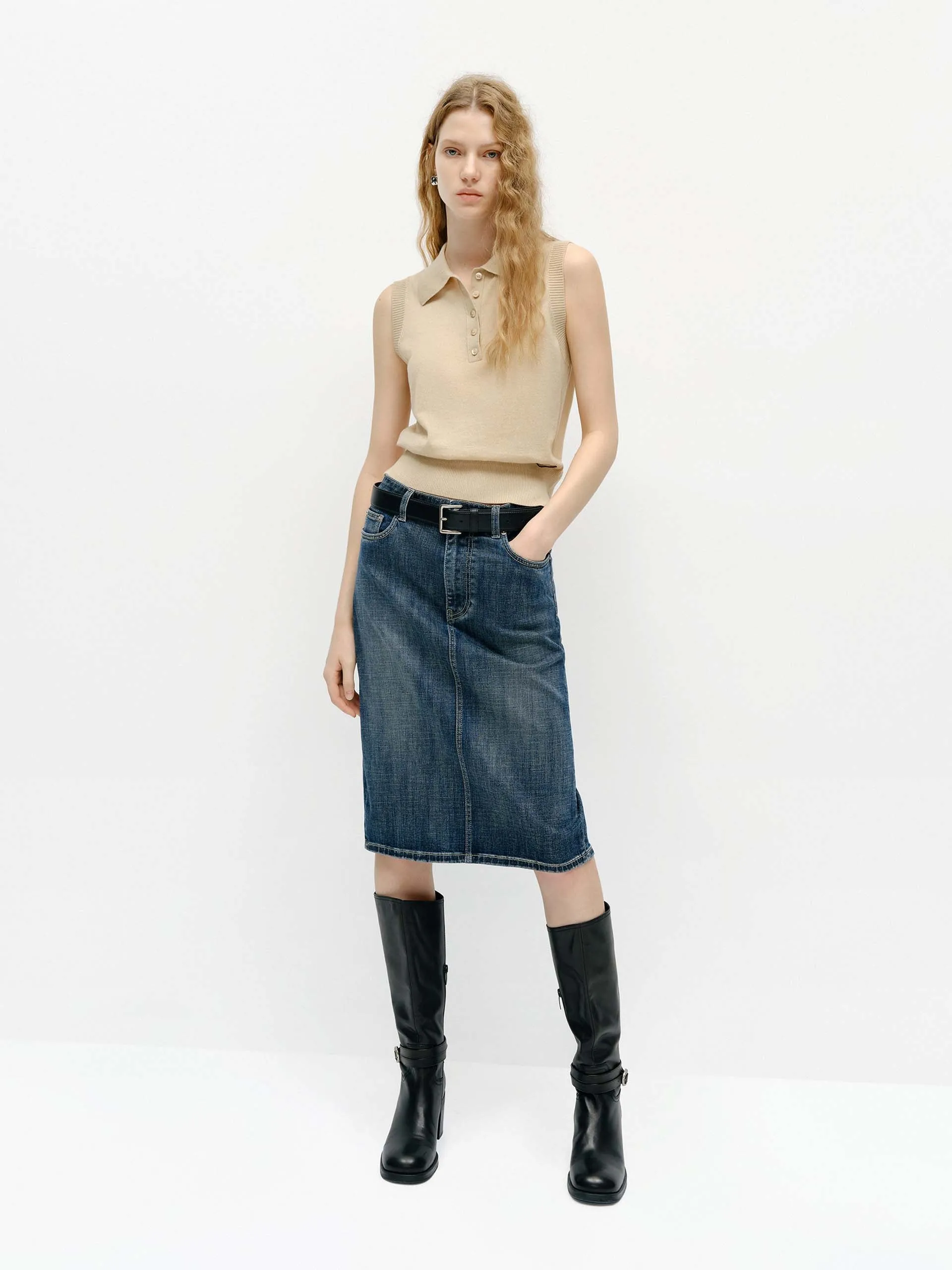 Lapel Collar Wool Knit Vest sold by Mo&Co product image thumbnail 2