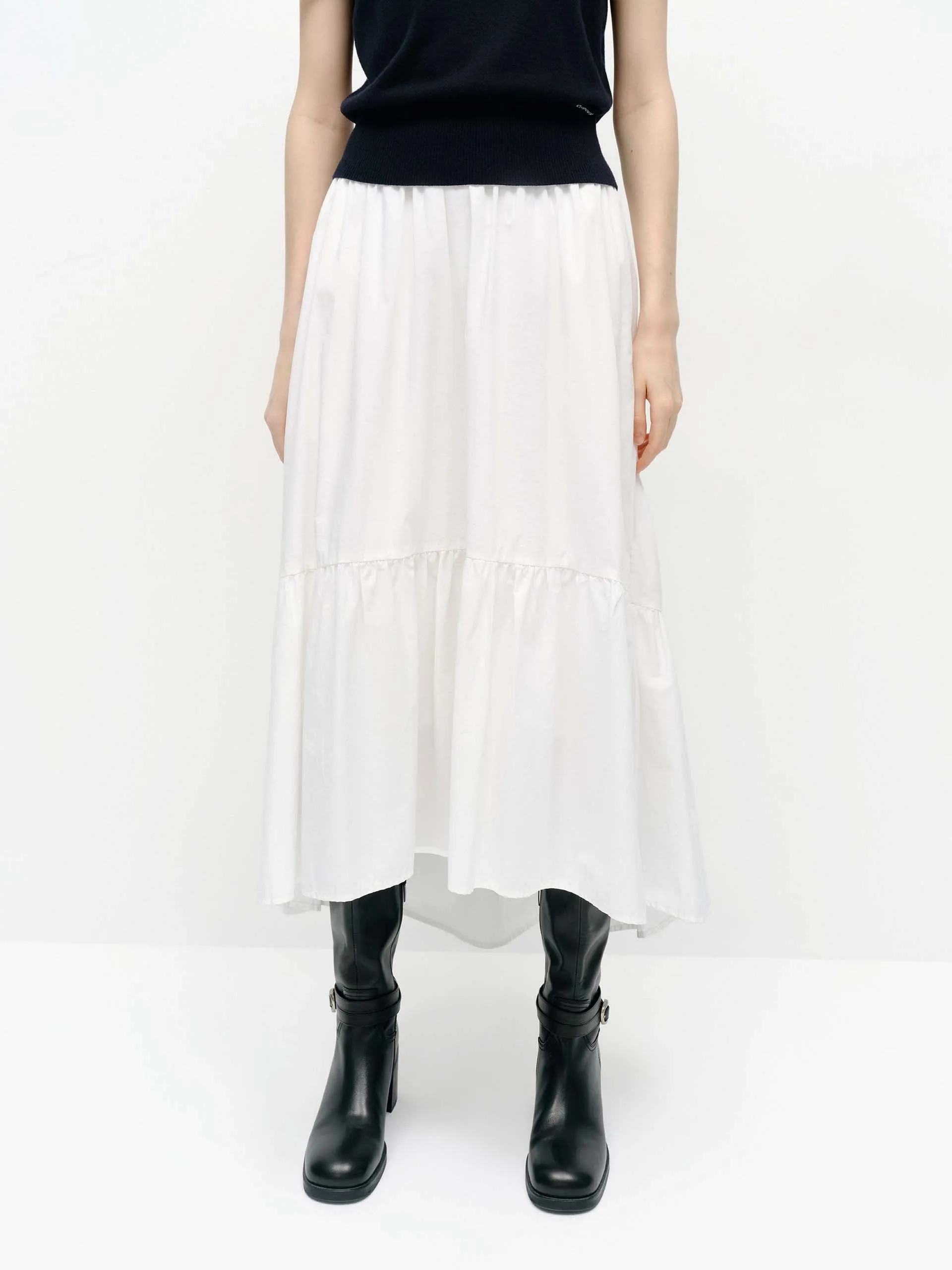 Cotton Blend A-line Skirt sold by Mo&Co