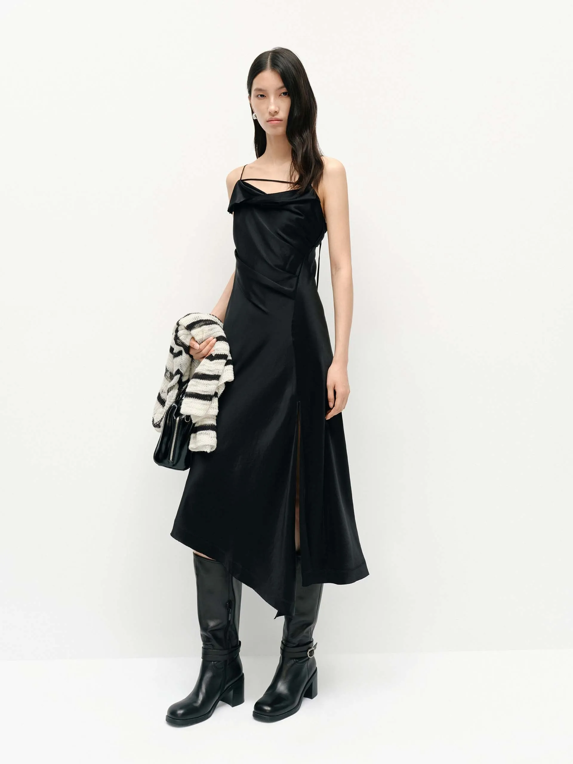 Irregular Hem Satin Dress sold by Mo&Co product image thumbnail 2