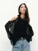 Cut Shoulder Chiffon Blouse sold by Mo&Co