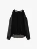 Cut Shoulder Chiffon Blouse sold by Mo&Co