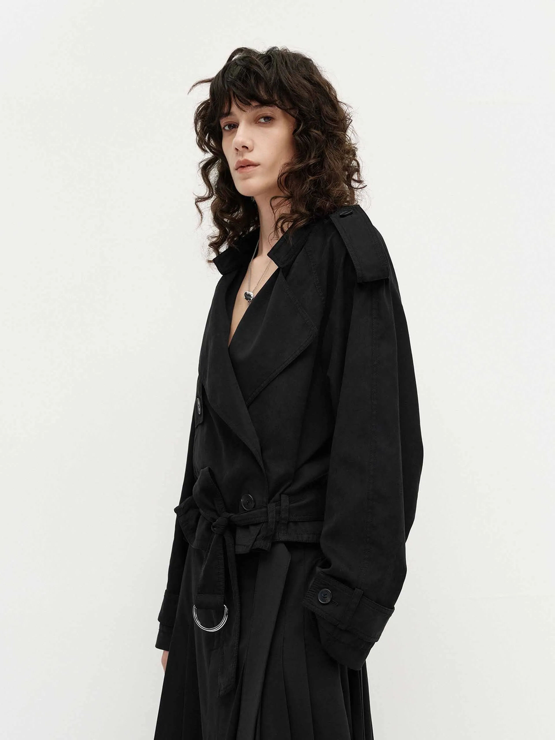 Belted Hem Loose Jacket sold by Mo&Co product image thumbnail 4