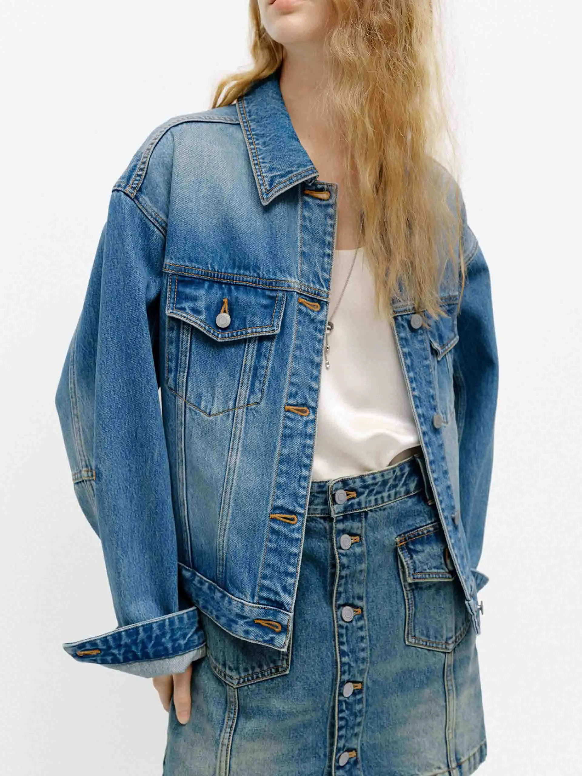 Blue Wash Denim Jacket sold by Mo&Co product image thumbnail 4