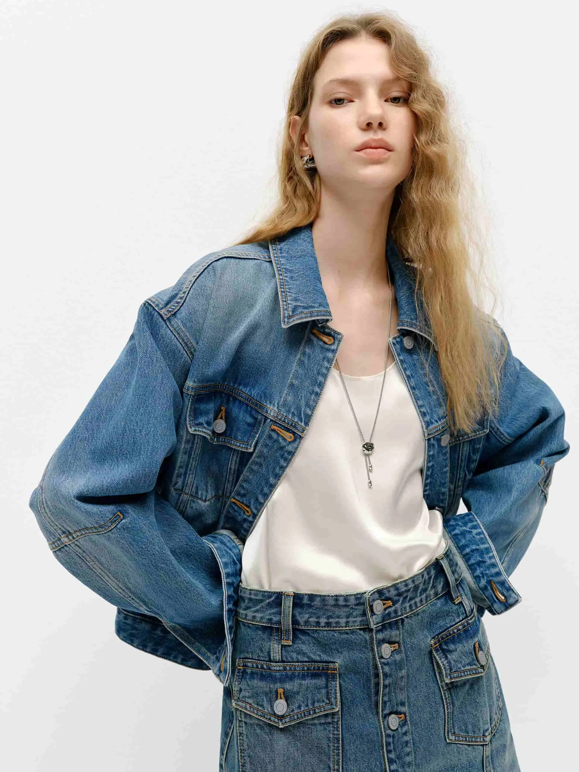 Blue Wash Denim Jacket sold by Mo&Co