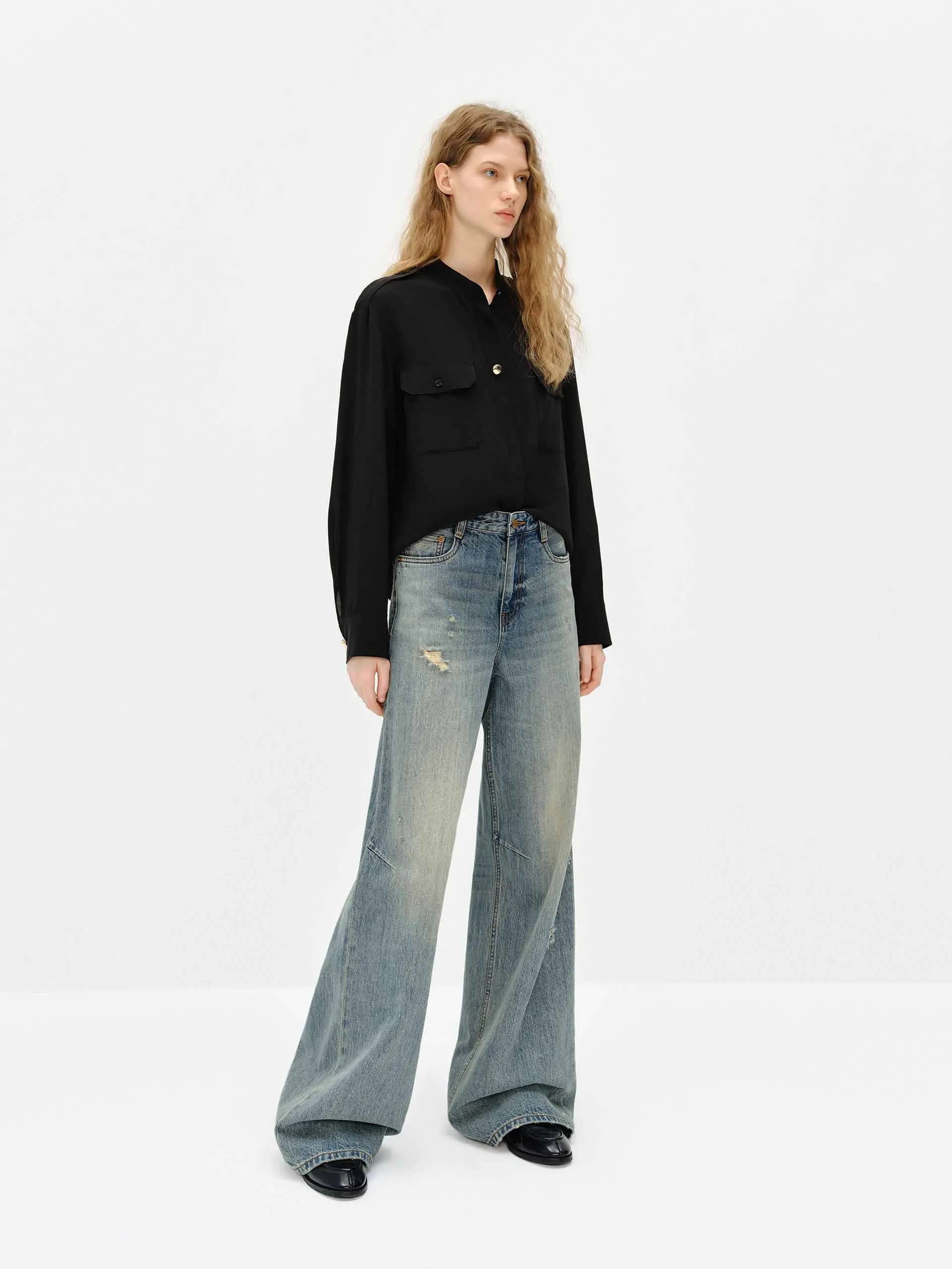 Wide Leg Blue Denim Jeans sold by Mo&Co product image thumbnail 2
