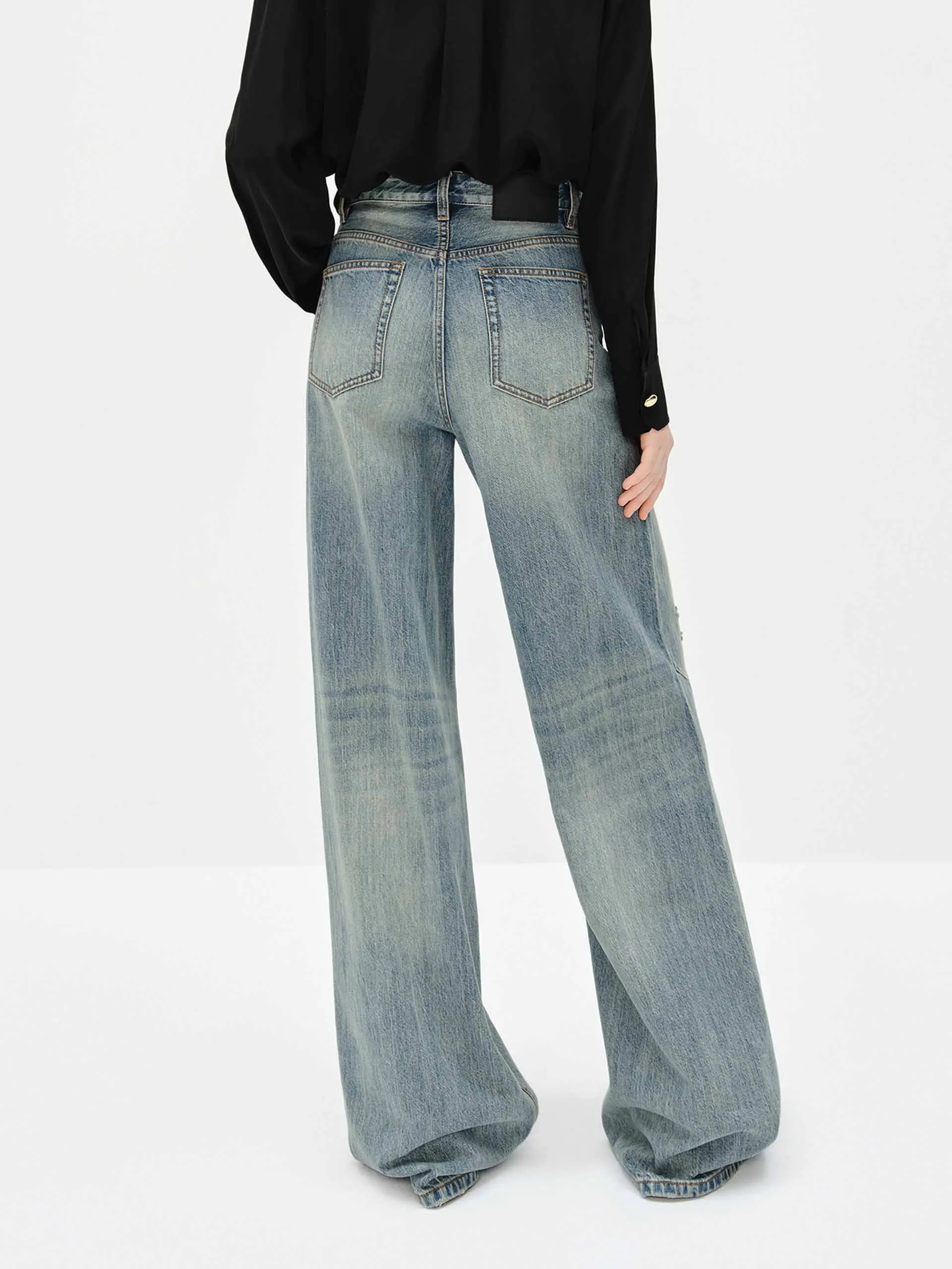 Wide Leg Blue Denim Jeans sold by Mo&Co product image thumbnail 3