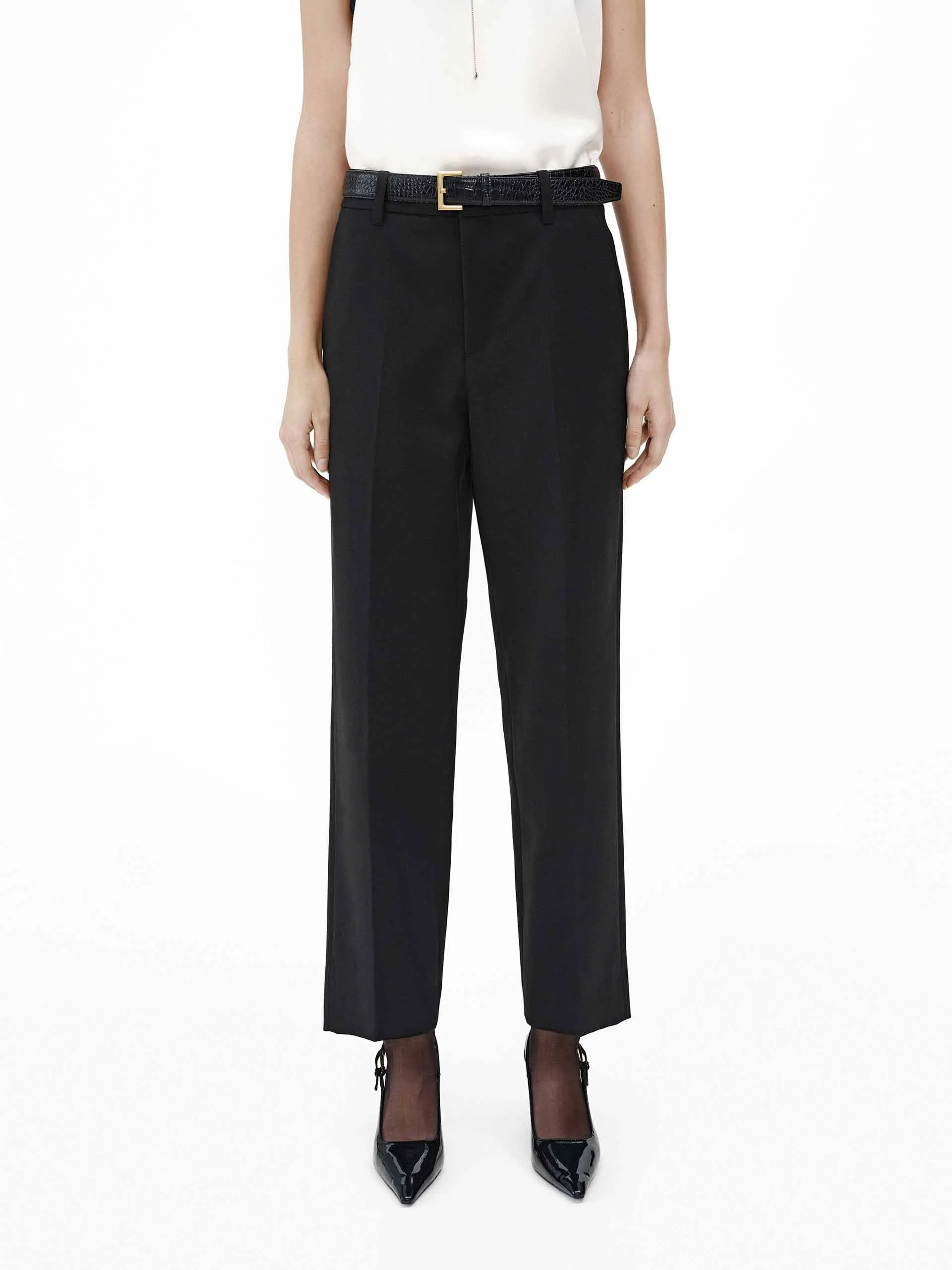 Relaxed Wool Straight Pants sold by Mo&Co