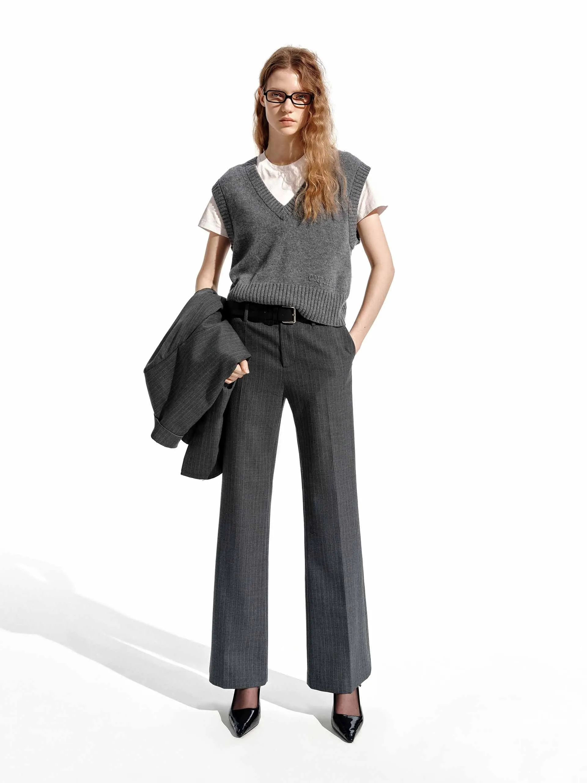 Wool Blend Pinstriped Pants sold by Mo&Co product image thumbnail 2