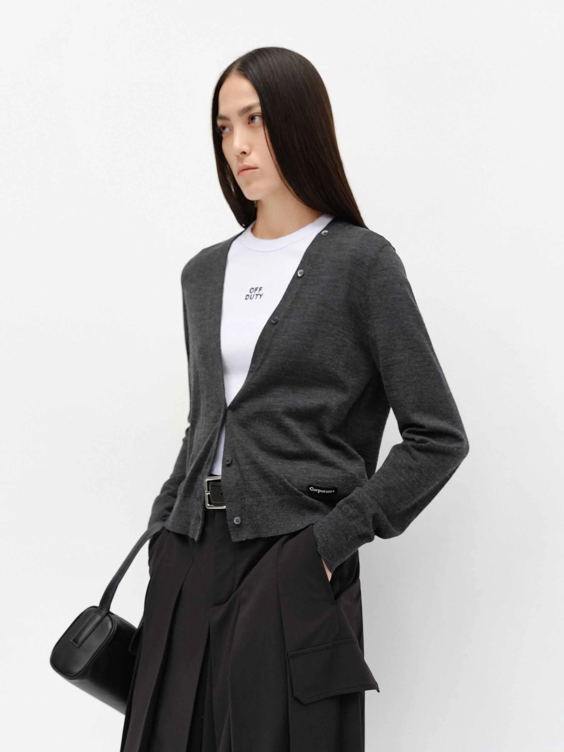 V-neck Soft Wool Cardigan sold by Mo&Co product image thumbnail 2