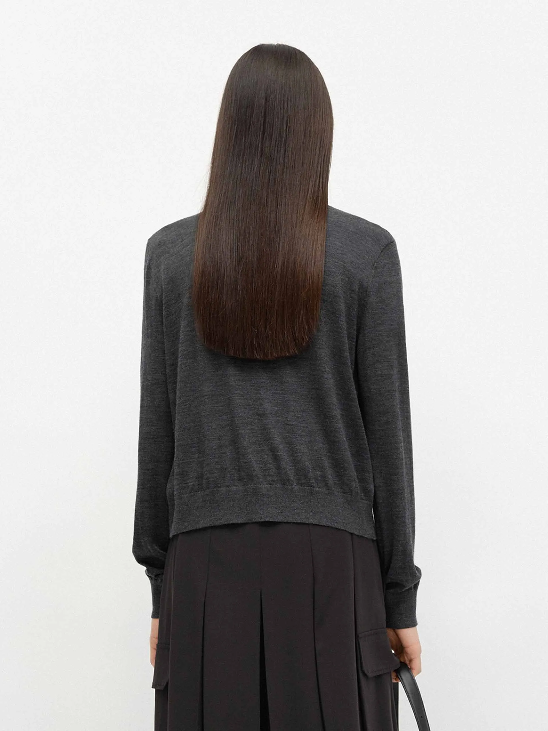 V-neck Soft Wool Cardigan sold by Mo&Co product image thumbnail 3