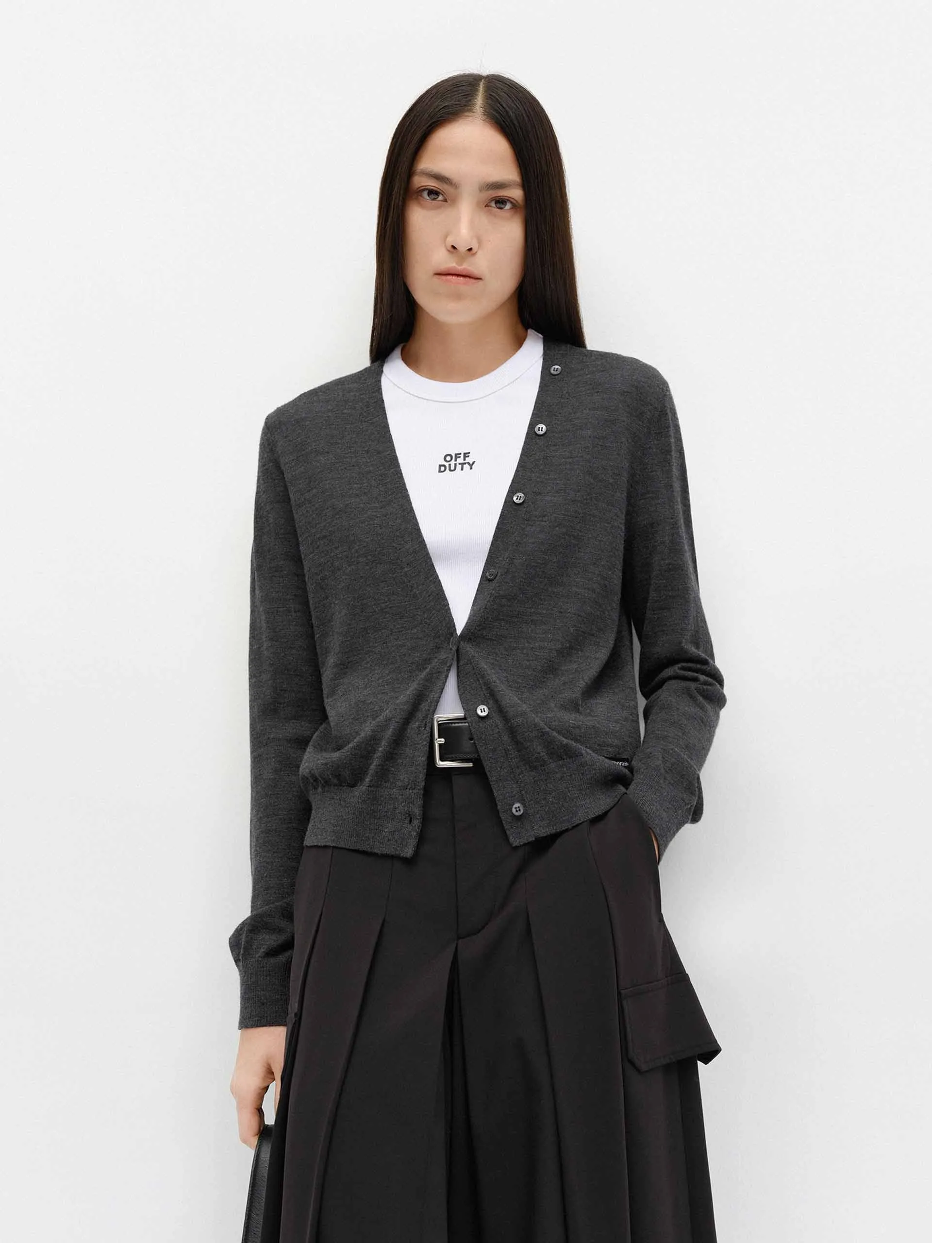 V-neck Soft Wool Cardigan sold by Mo&Co