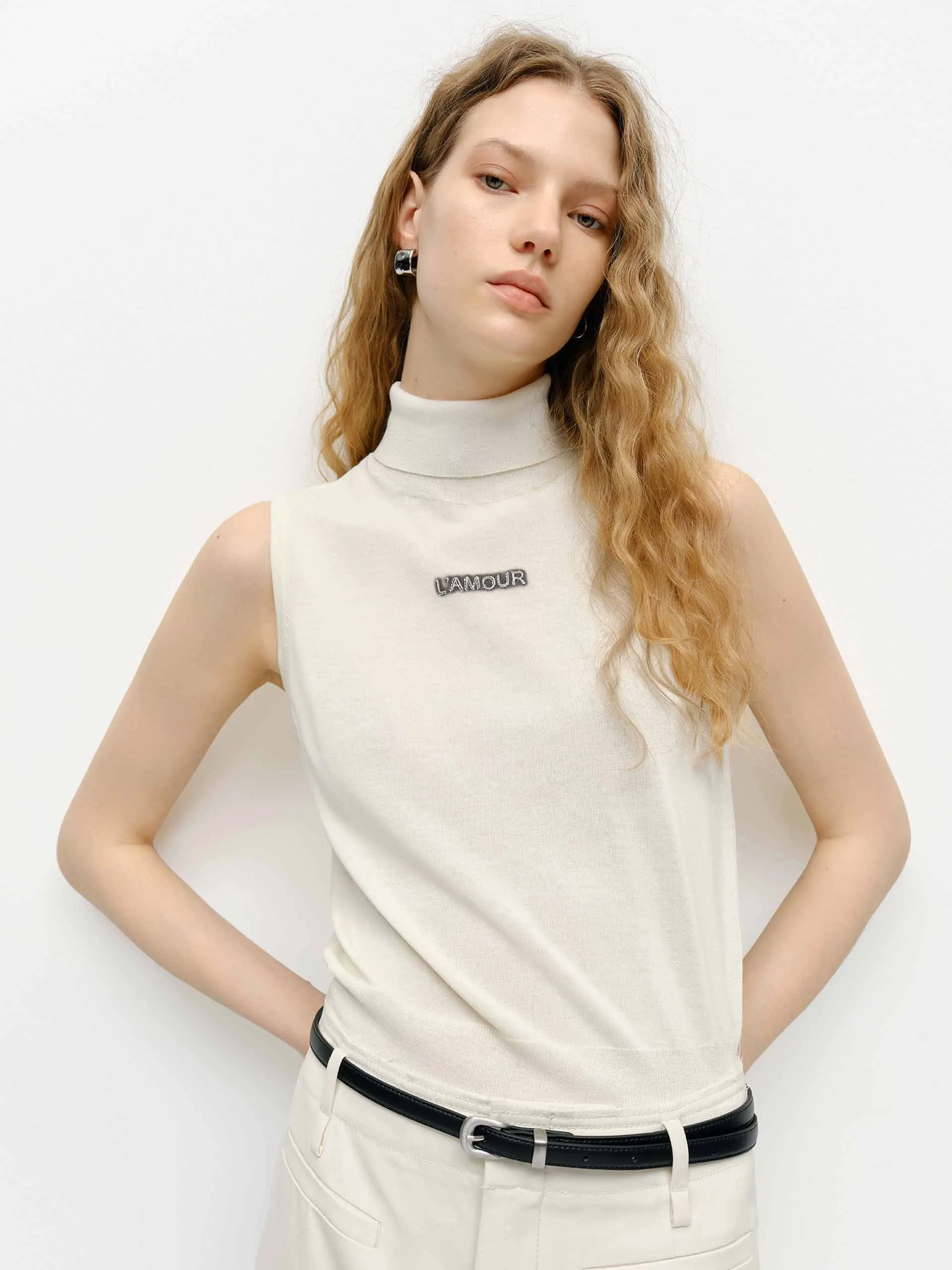 High Neck Sleeveless Knit Top sold by Mo&Co