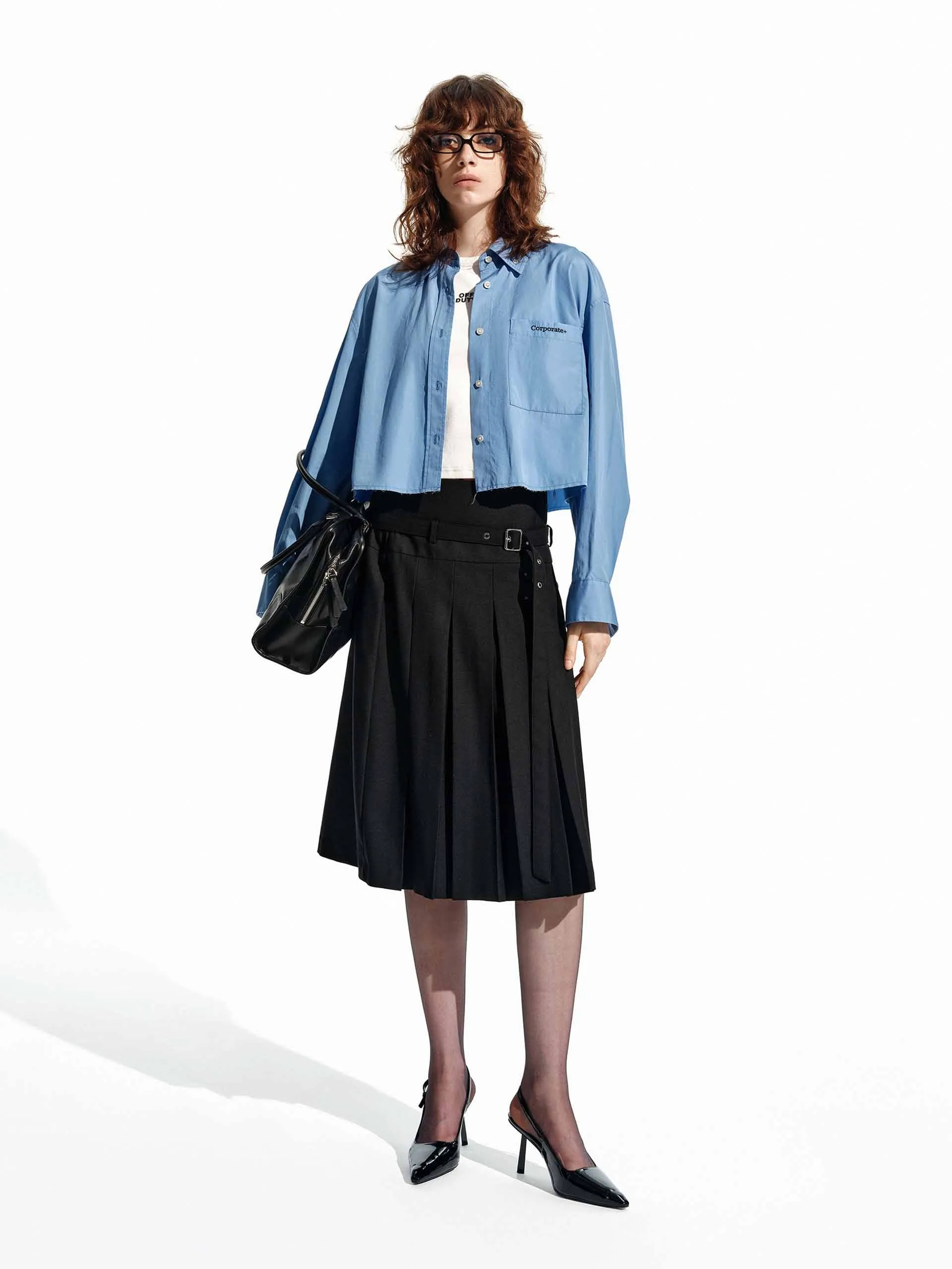 Cropped Cotton Shirt sold by Mo&Co product image thumbnail 2