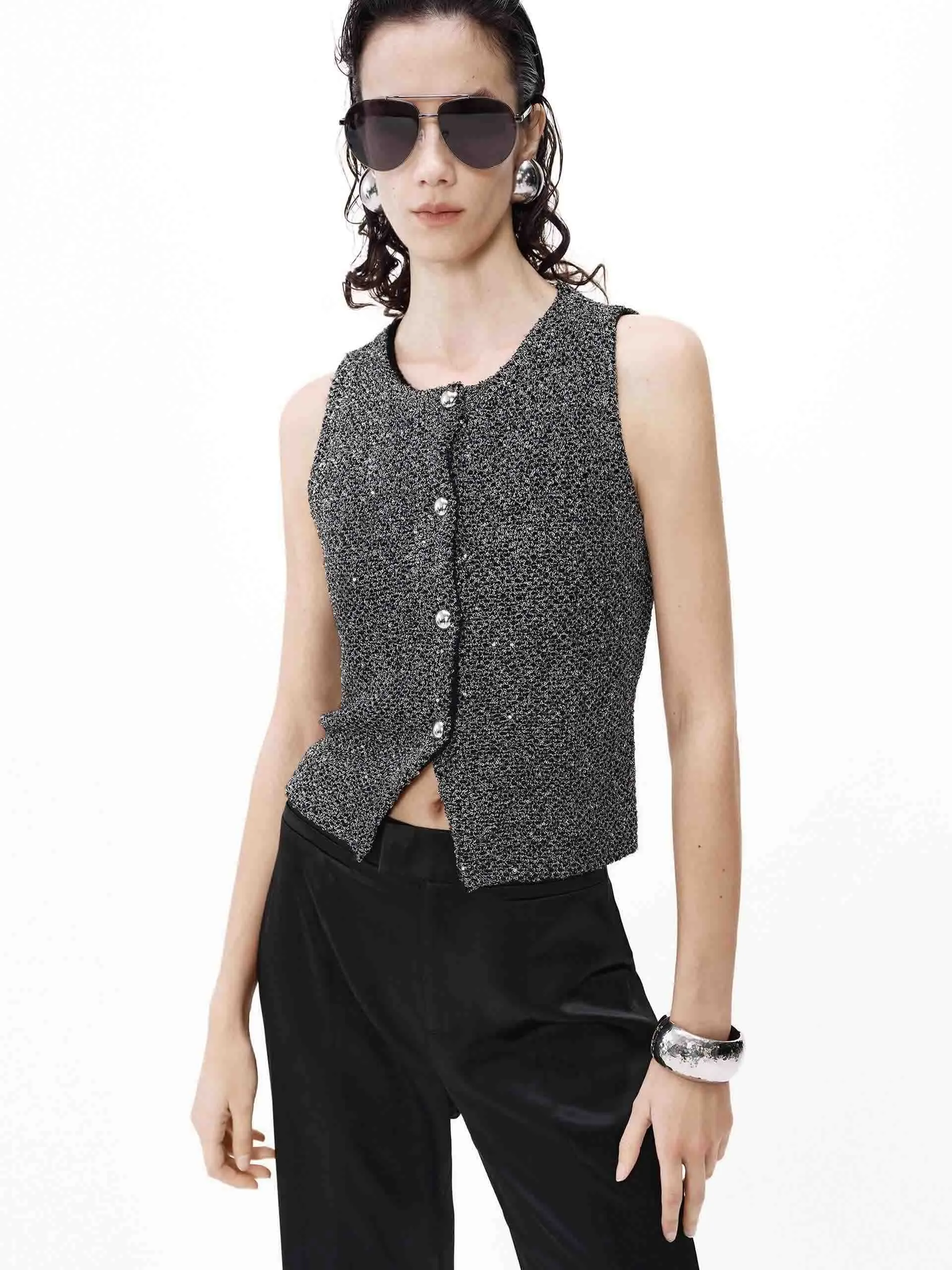 Cropped Knit Waistcoat sold by Mo&Co