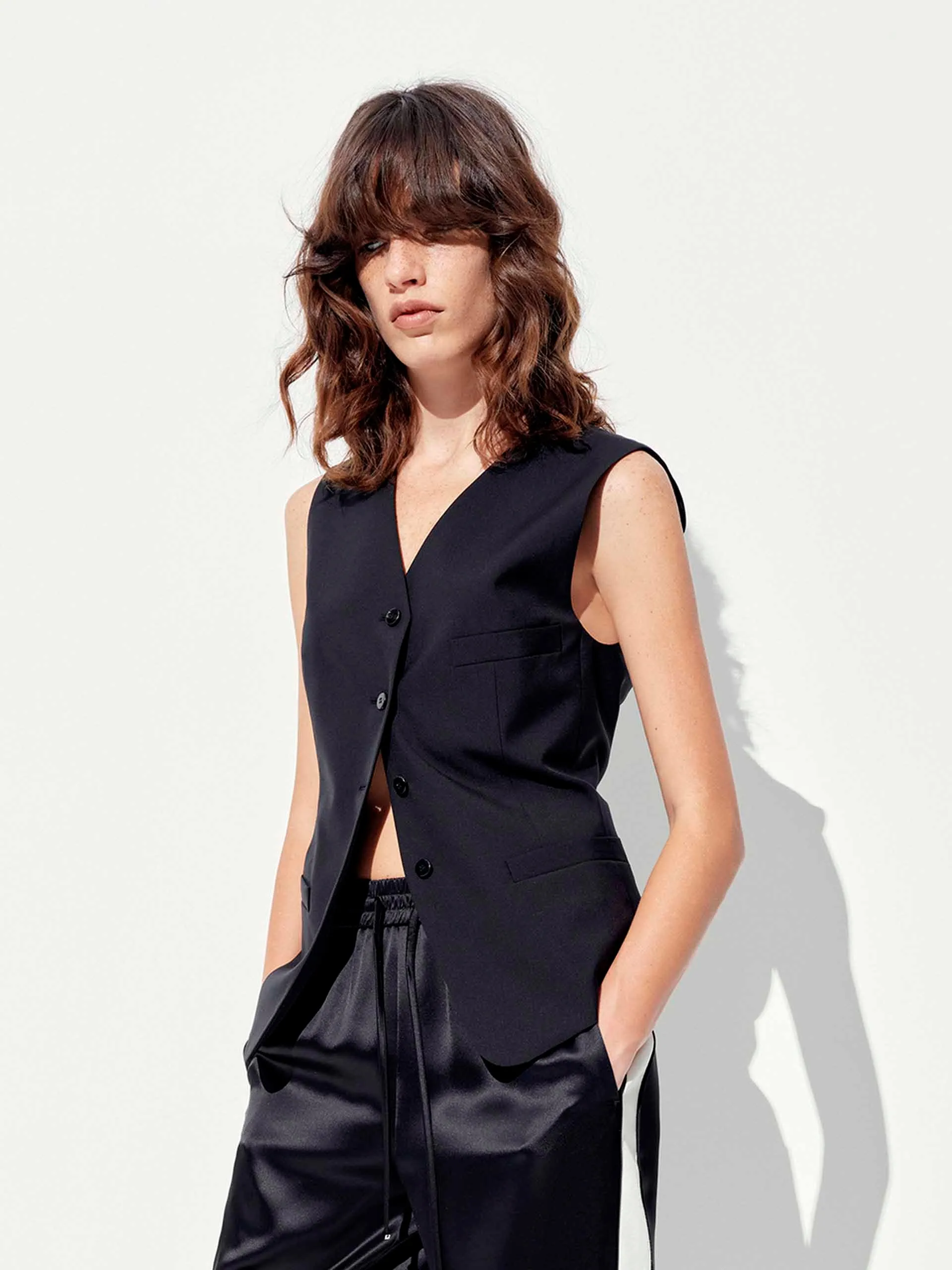 Paneled V-neck Waistcoat sold by Mo&Co product image thumbnail 5