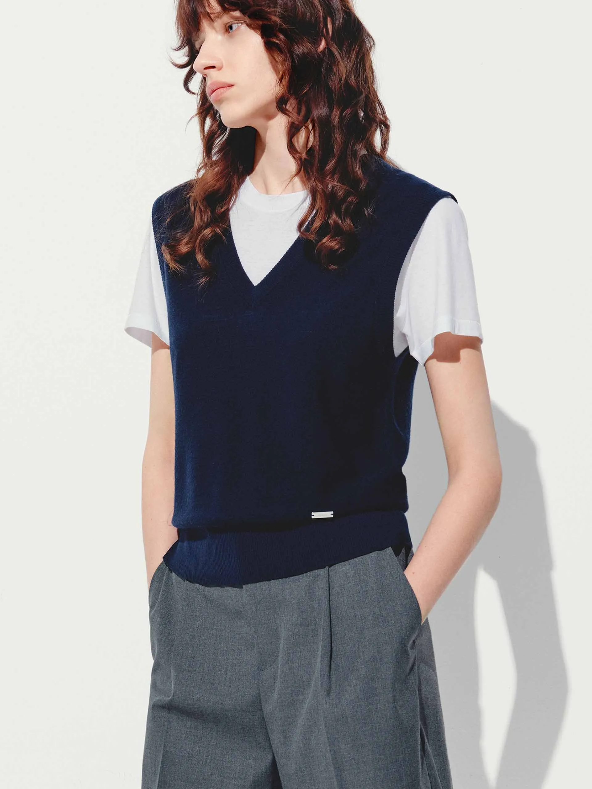 V-neck Wool Knit Vest sold by Mo&Co product image thumbnail 5