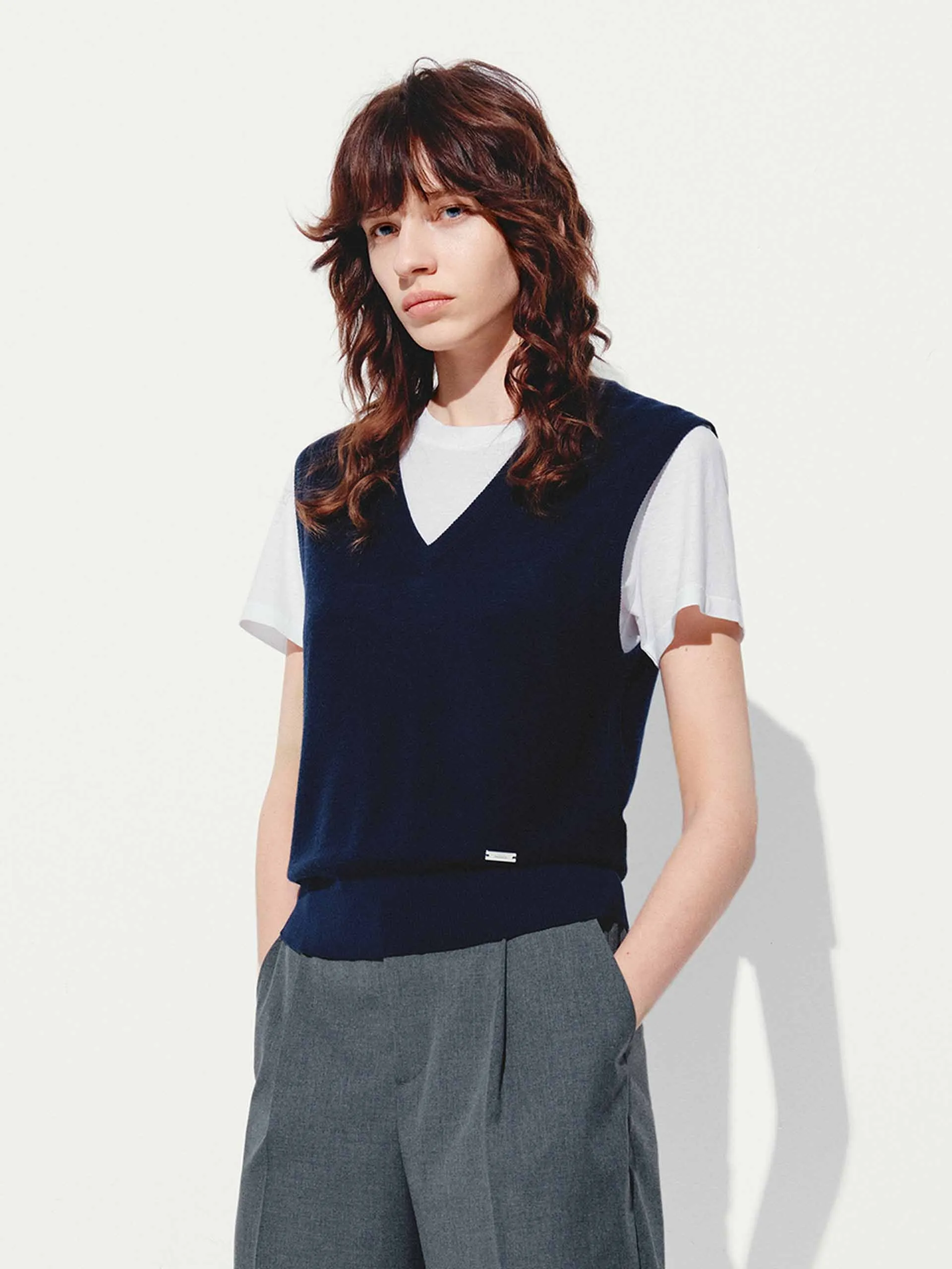 V-neck Wool Knit Vest sold by Mo&Co product image thumbnail 3