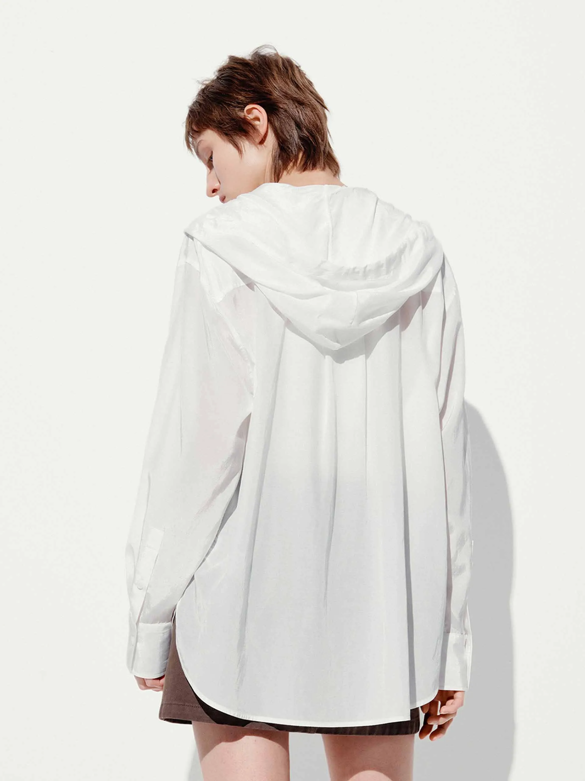 Sheer Drawstring Hood Shirt sold by Mo&Co product image thumbnail 3