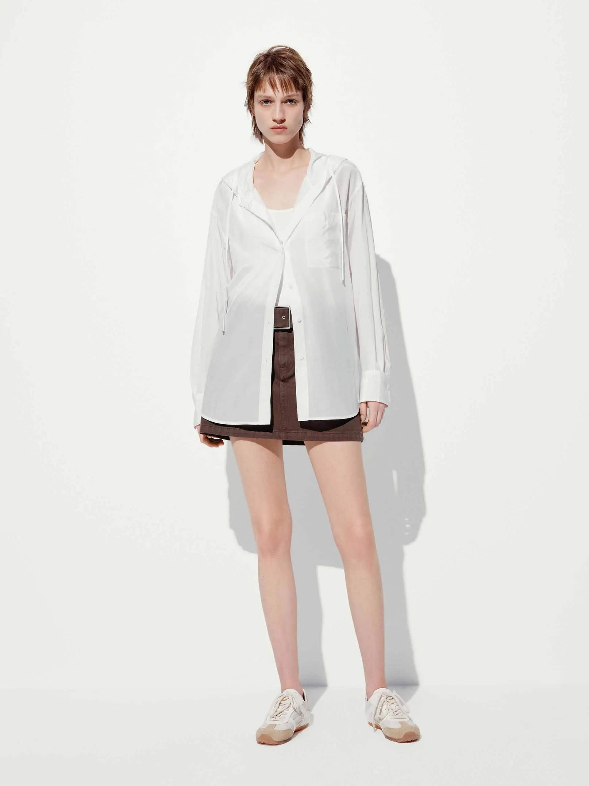 Sheer Drawstring Hood Shirt sold by Mo&Co product image thumbnail 2